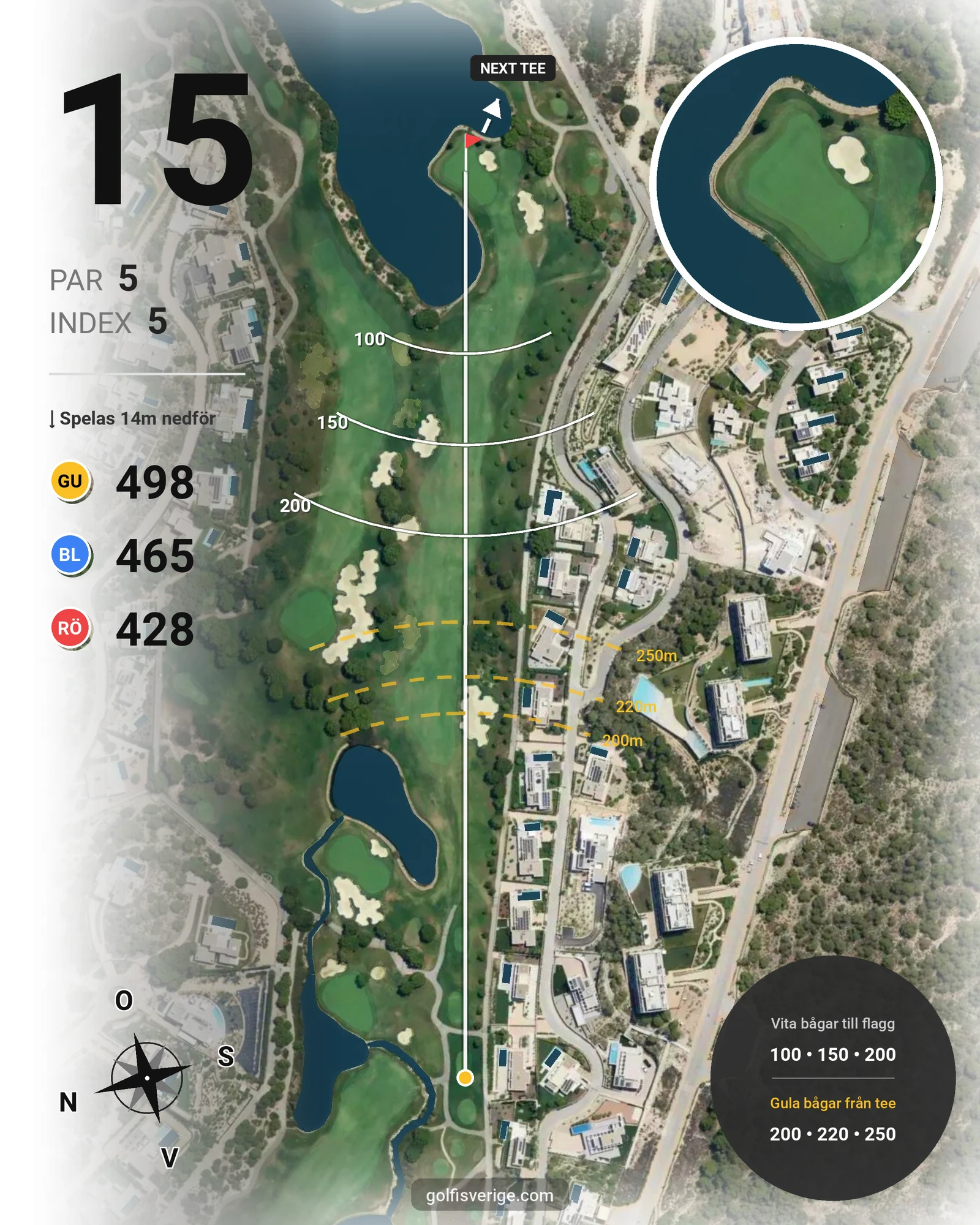 Banguide LAS COLINAS hål 15 karta