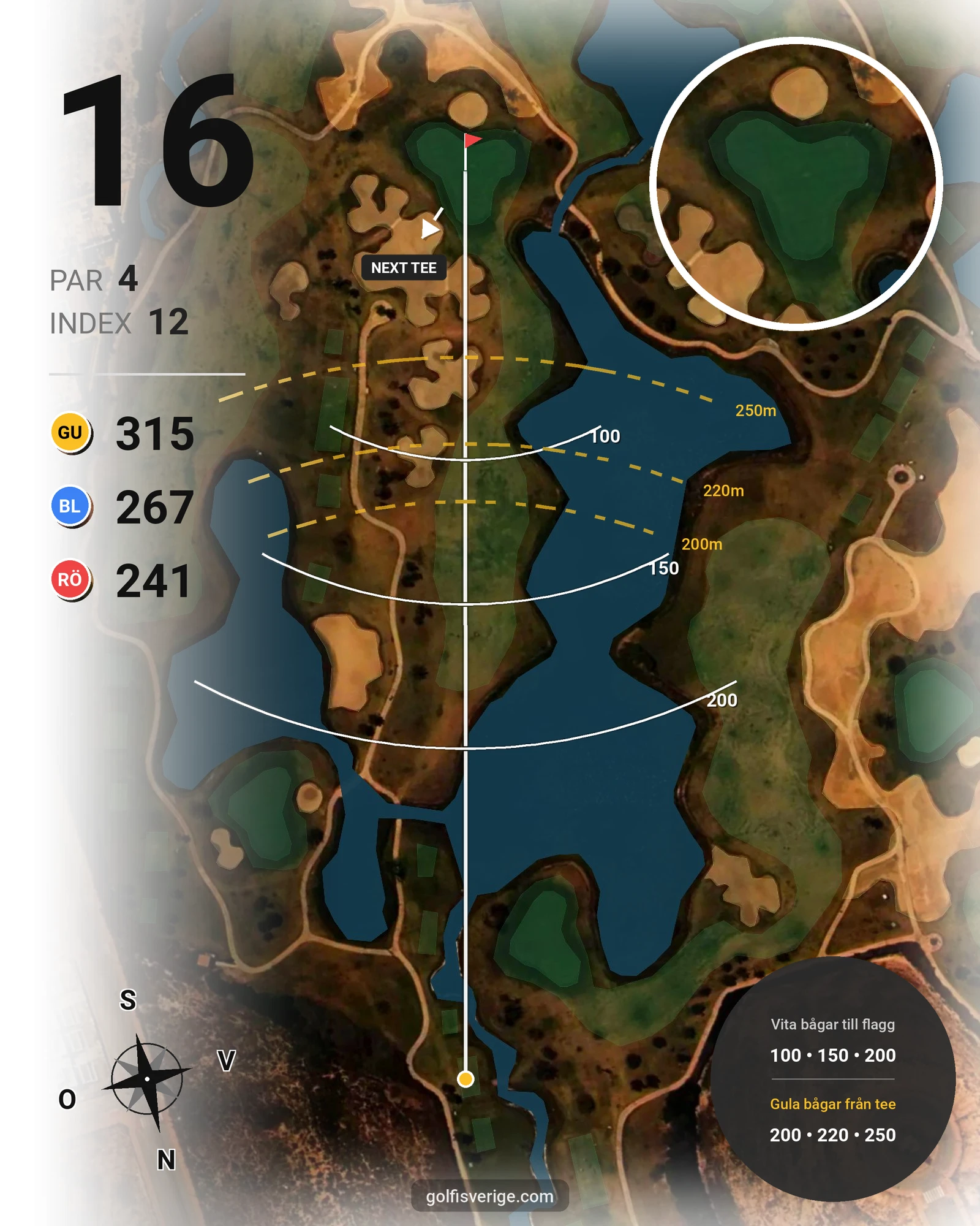 Banguide LA SERENA hål 16 karta