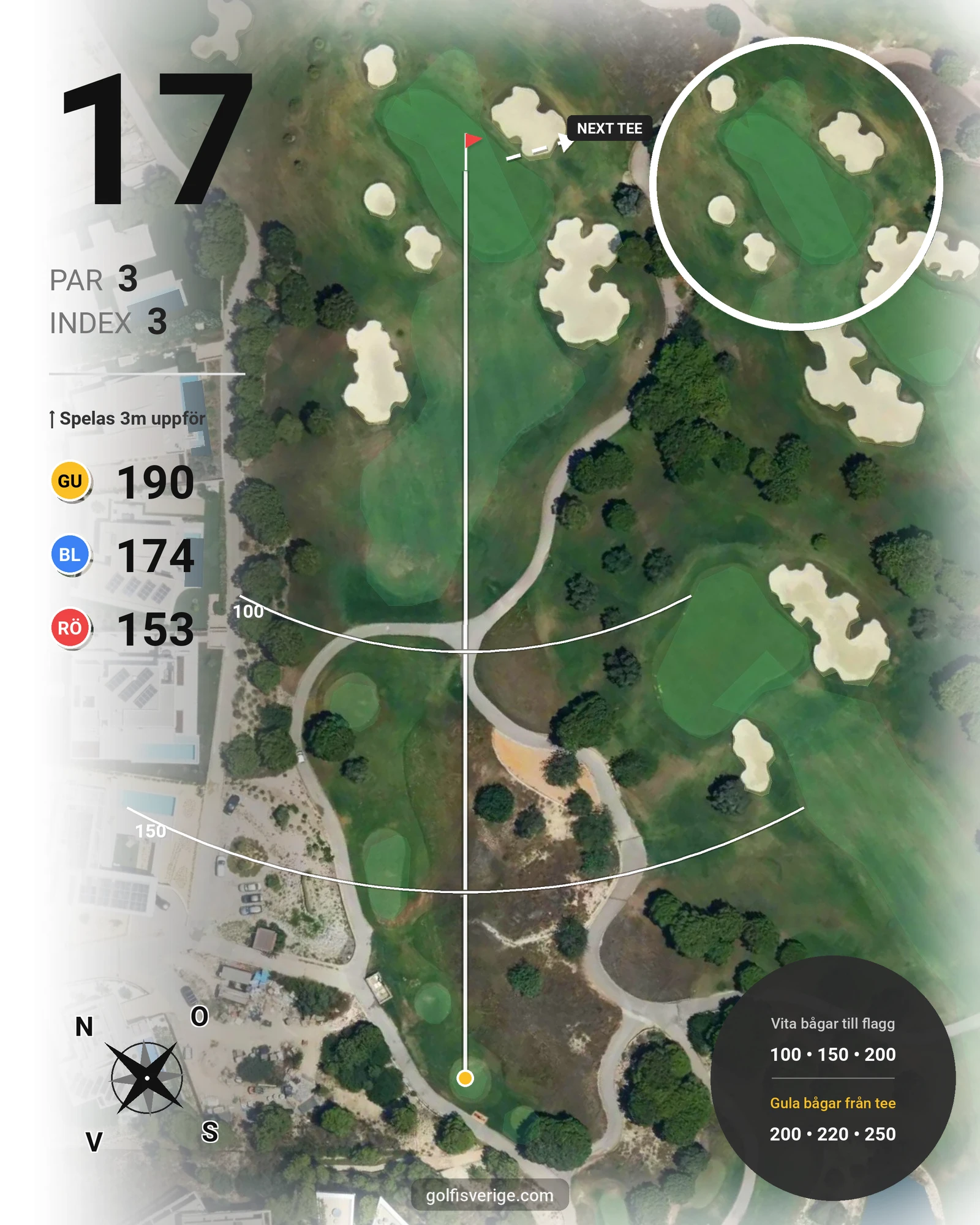 Banguide LAS COLINAS hål 17 karta