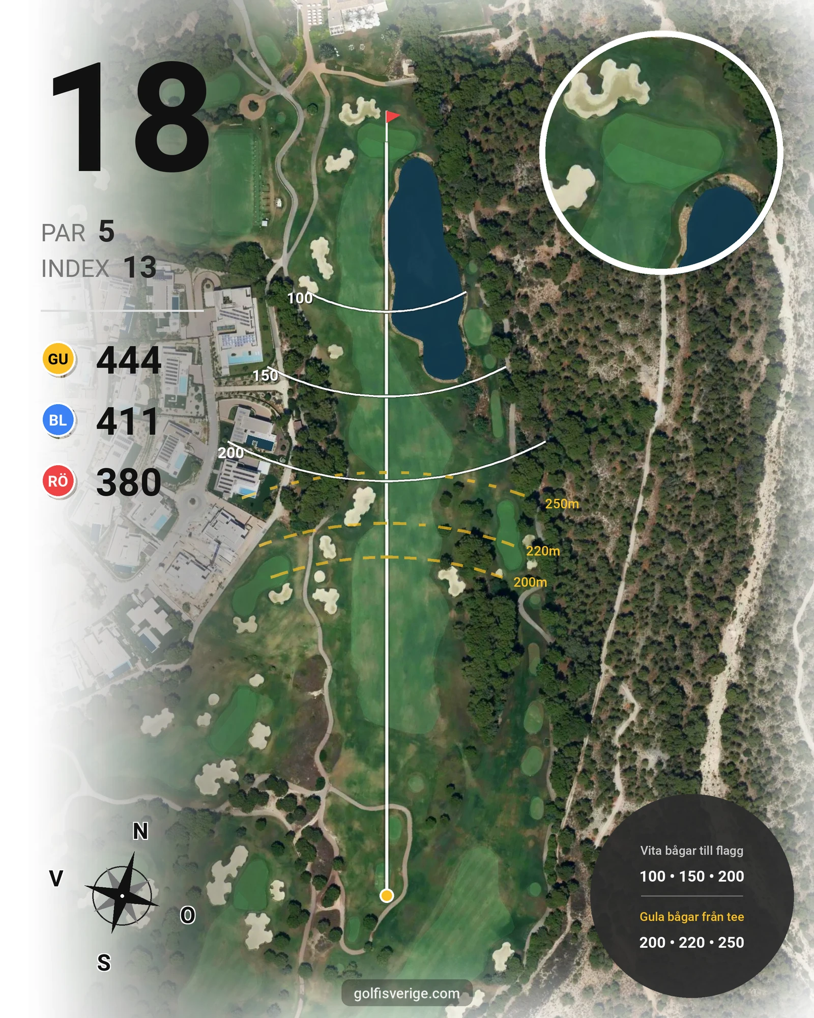 Banguide LAS COLINAS hål 18 karta