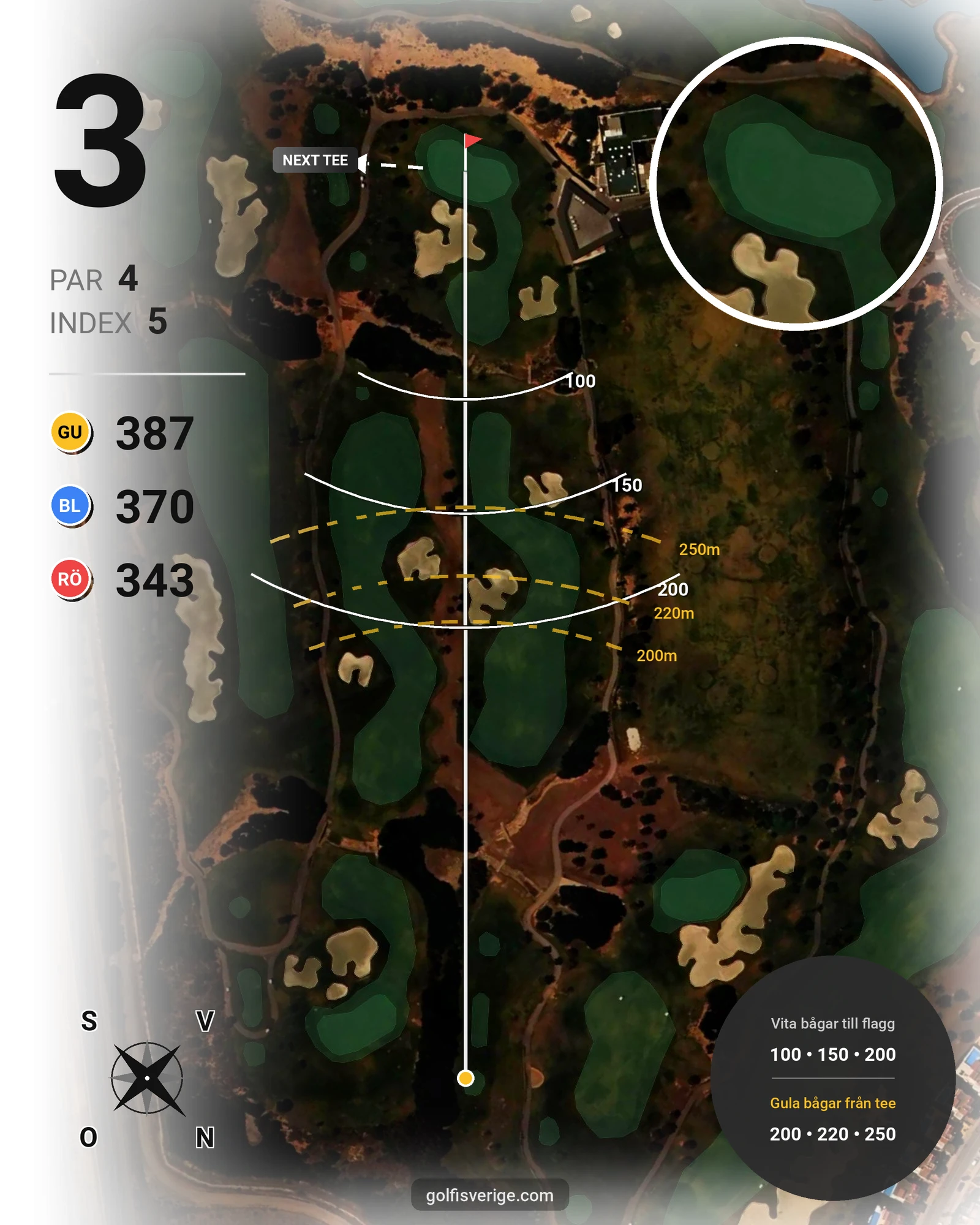 Banguide RODA GOLF hål 3 karta