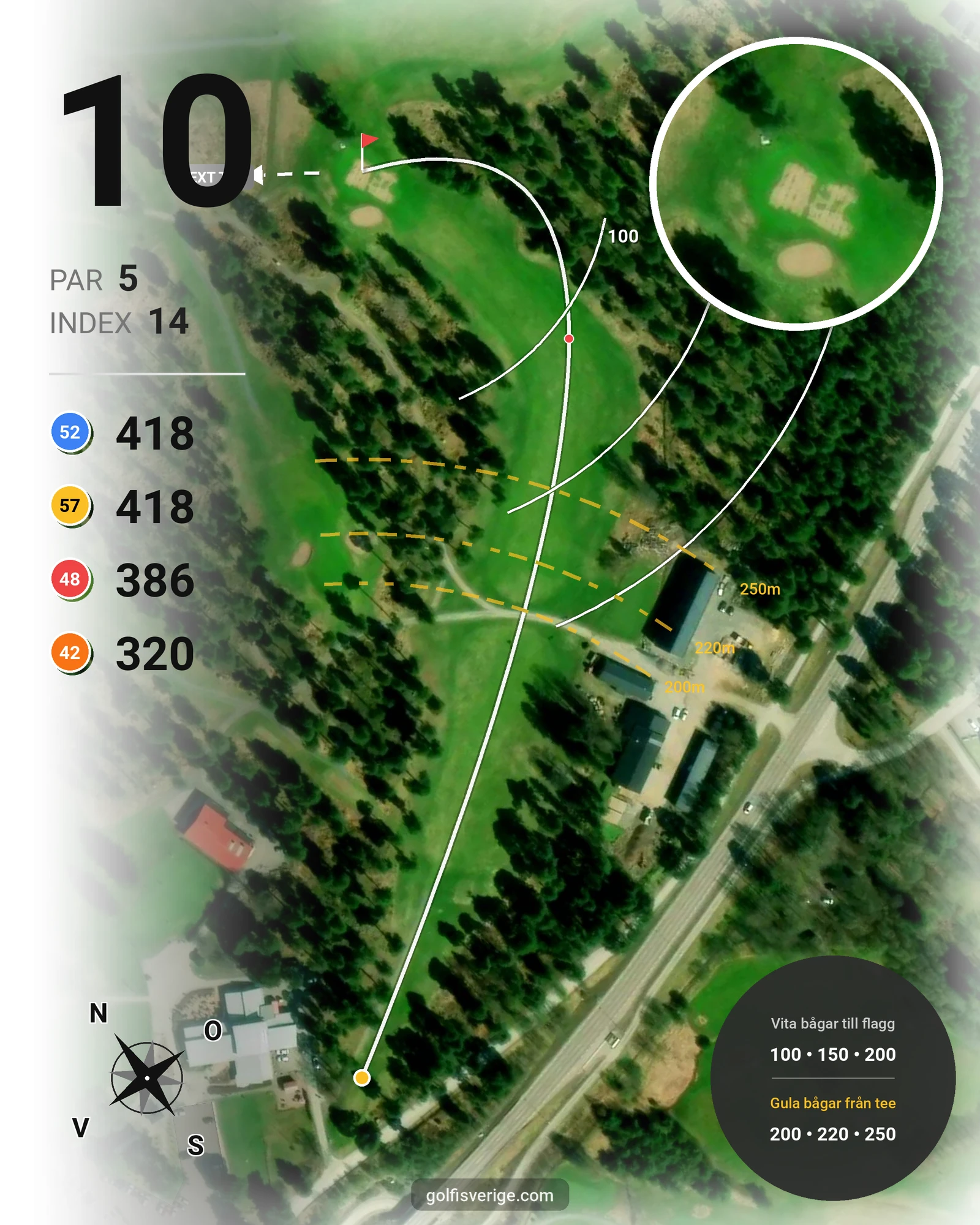 Banguide Gamla Banan på Gävle Golfklubb - Hål 10 karta