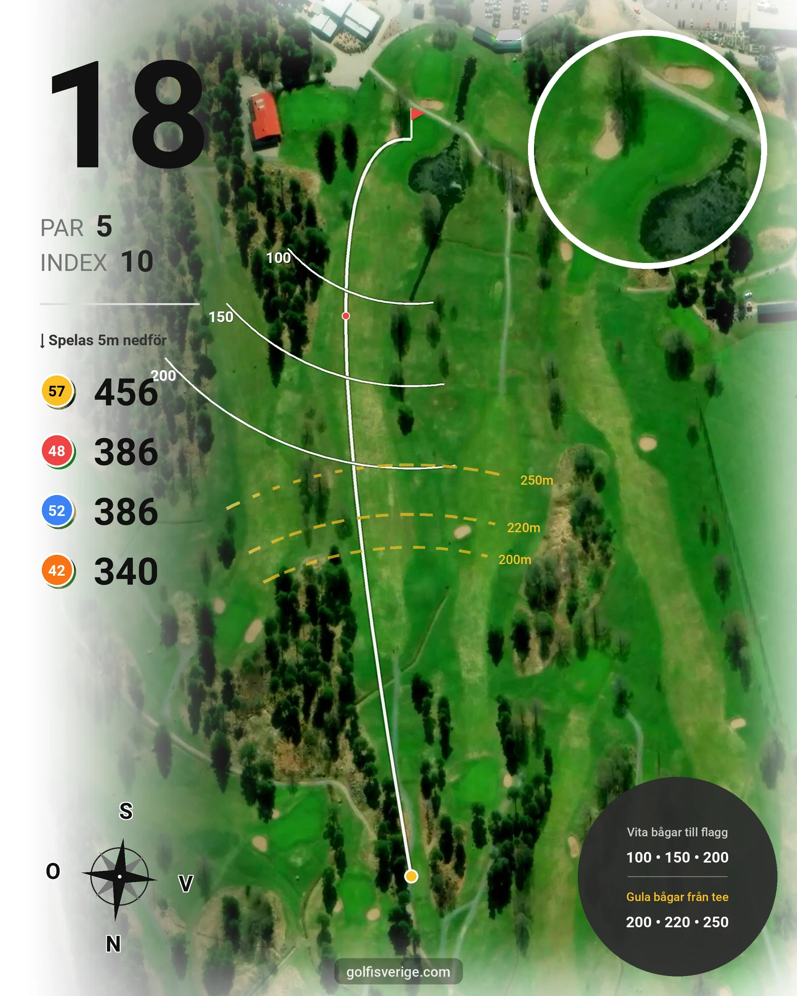 Banguide Gamla Banan på Gävle Golfklubb - Hål 18 karta