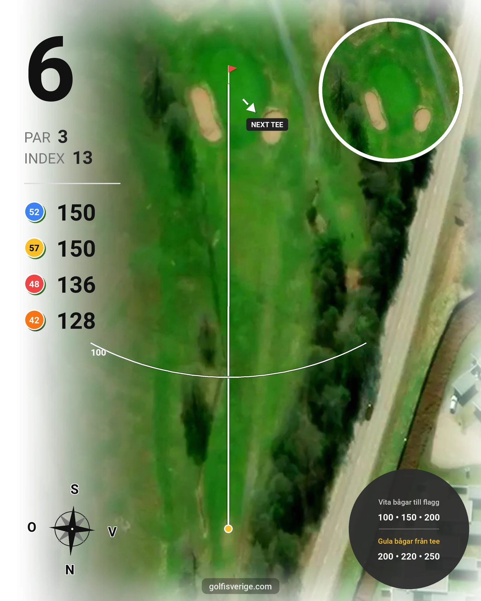 Banguide Gamla Banan på Gävle Golfklubb - Hål 6 karta