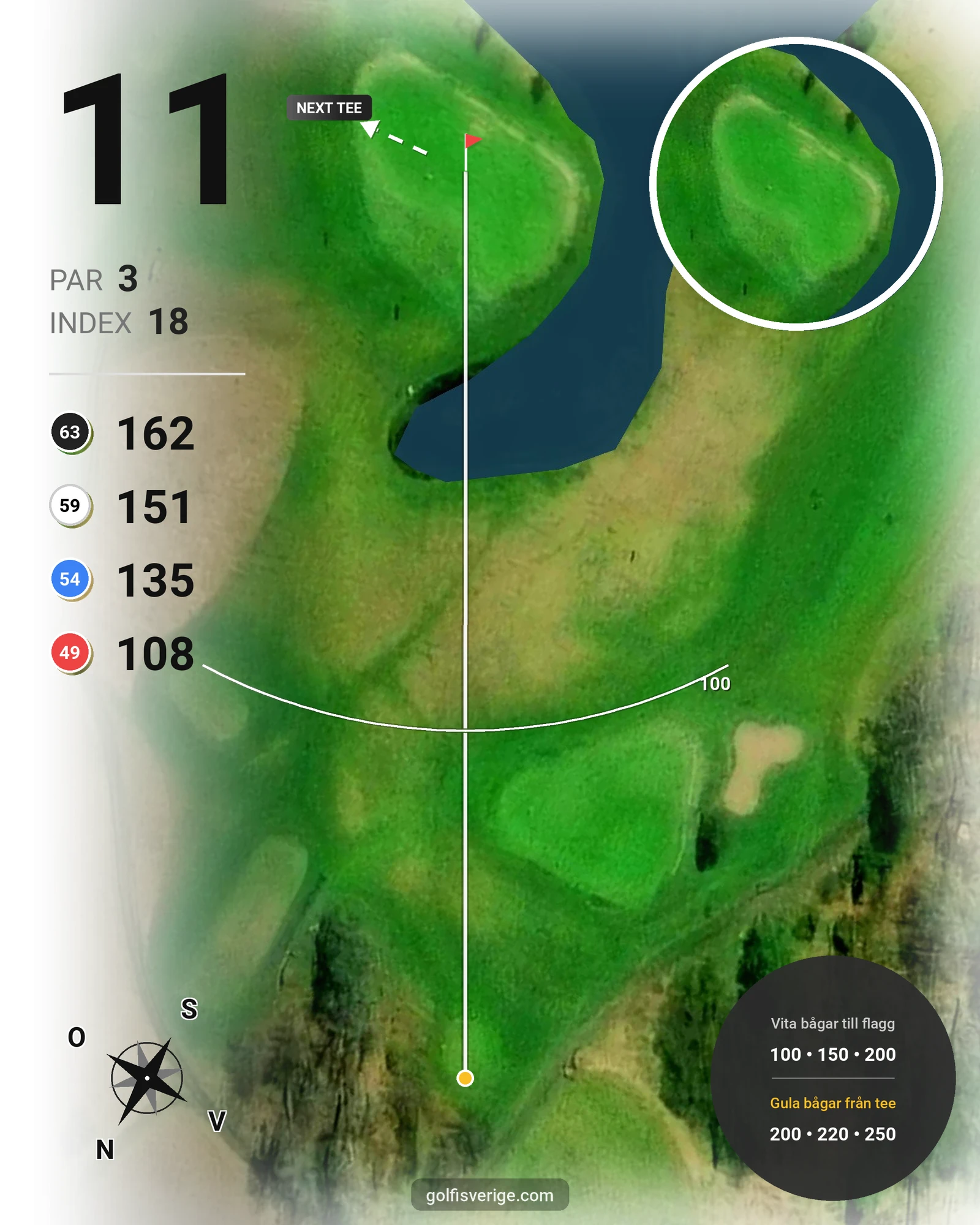 Banguide Edenhofs 18-hålsbana på GolfUppsala - Hål 11 karta