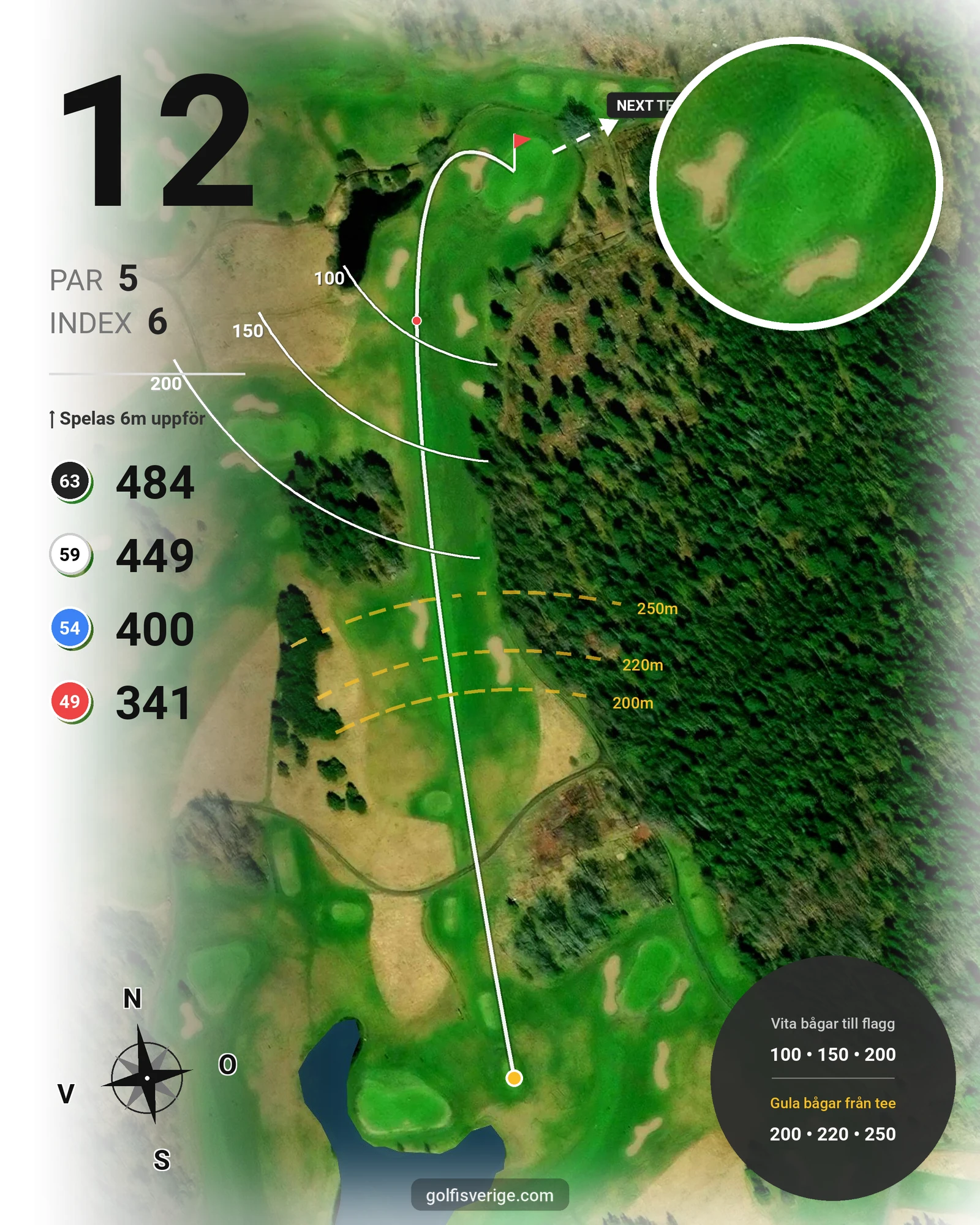 Banguide Edenhofs 18-hålsbana på GolfUppsala - Hål 12 karta