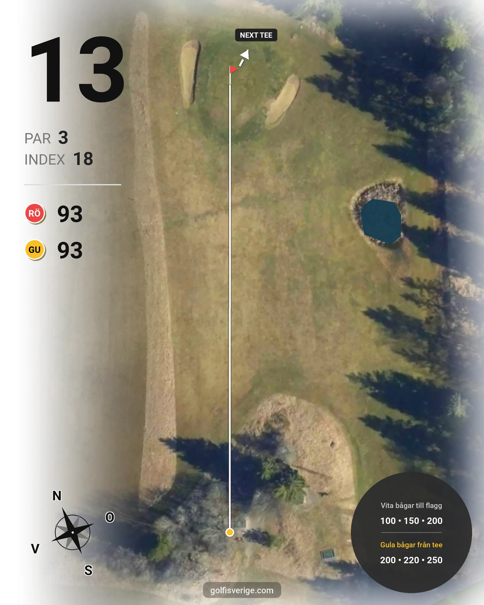 Banguide Söderbys 9-hålsbana på GolfUppsala - Hål 13 karta
