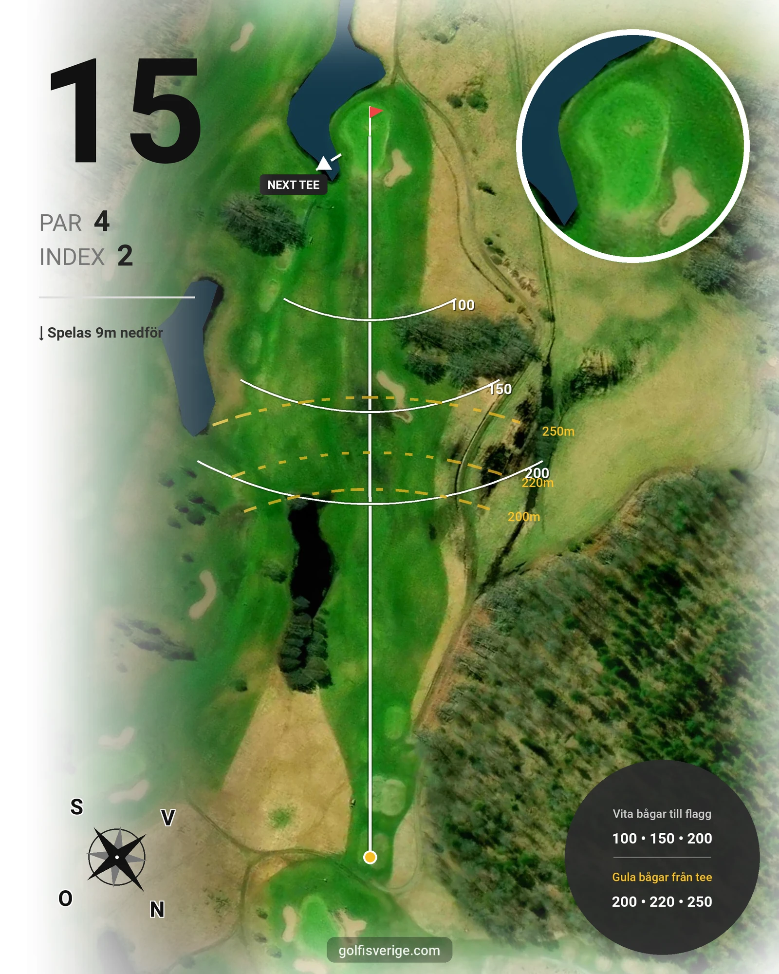 Banguide Edenhofs 18-hålsbana på GolfUppsala - Hål 15 karta