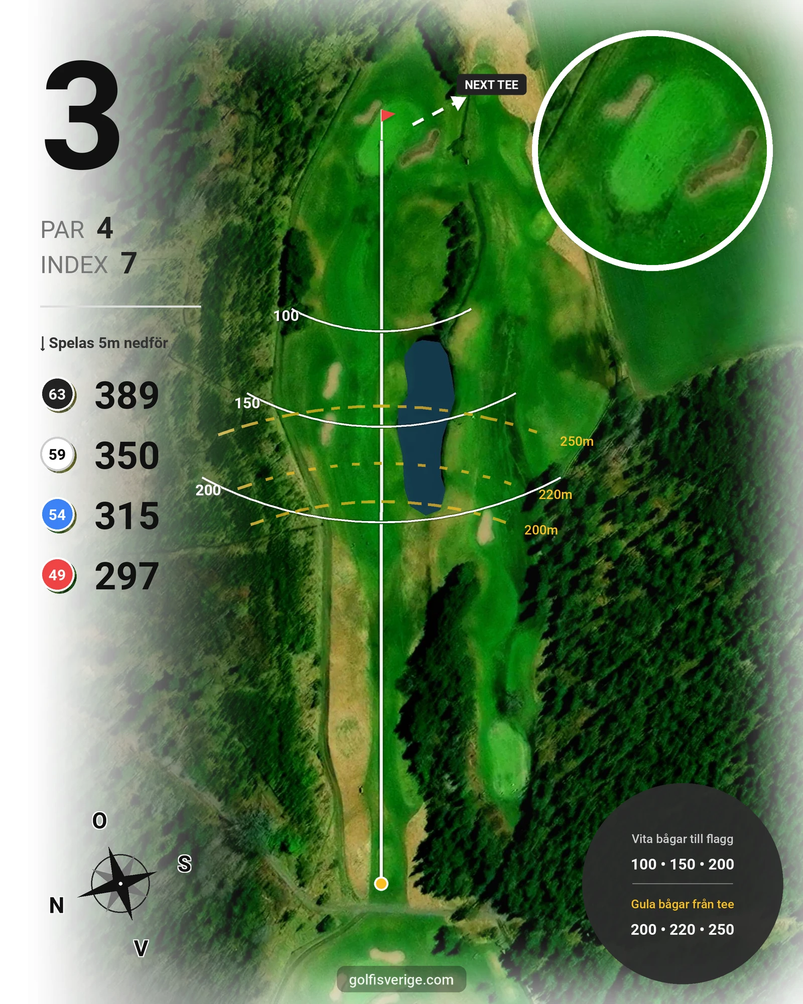 Banguide Edenhofs 18-hålsbana på GolfUppsala - Hål 3 karta