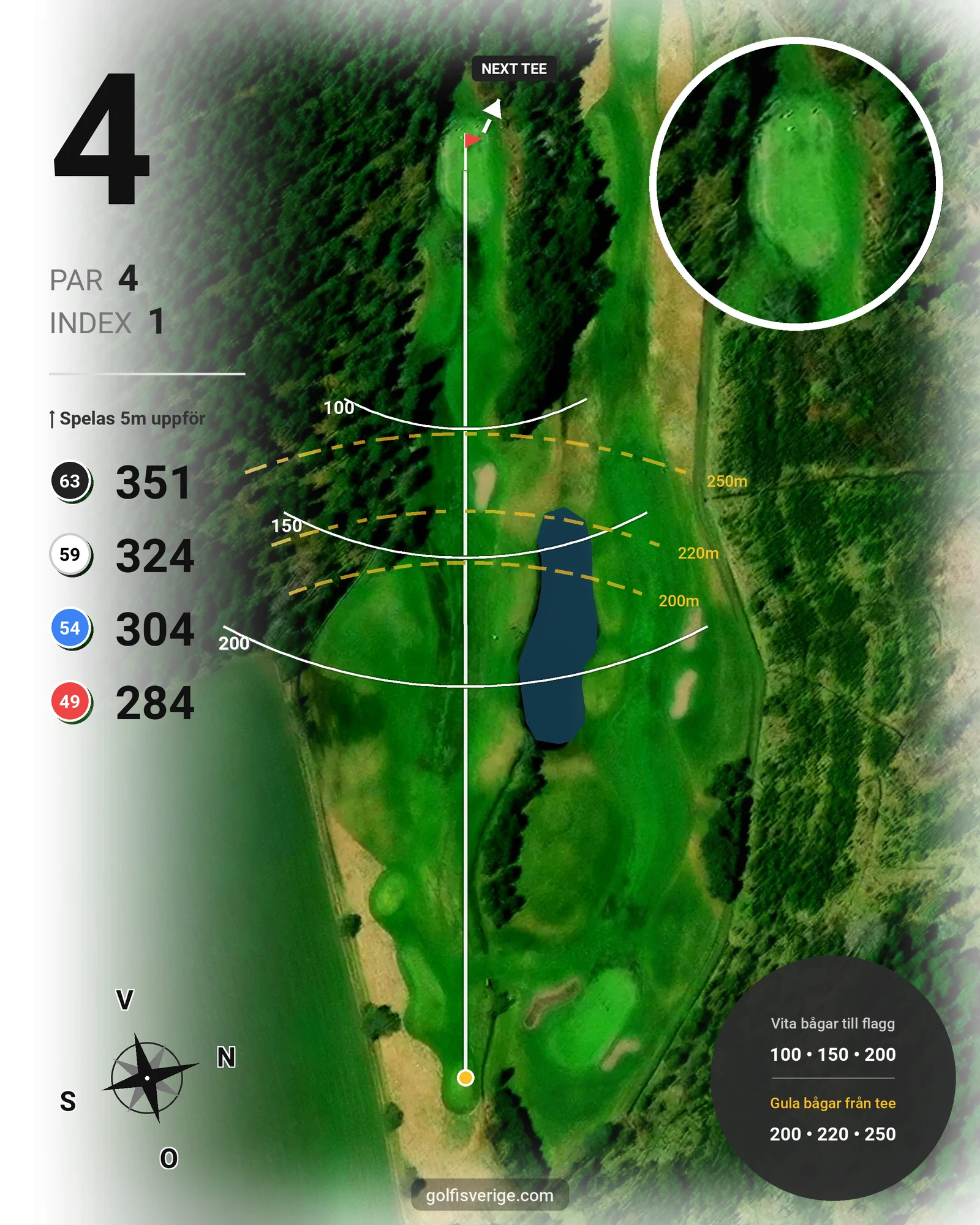 Banguide Edenhofs 18-hålsbana på GolfUppsala - Hål 4 karta