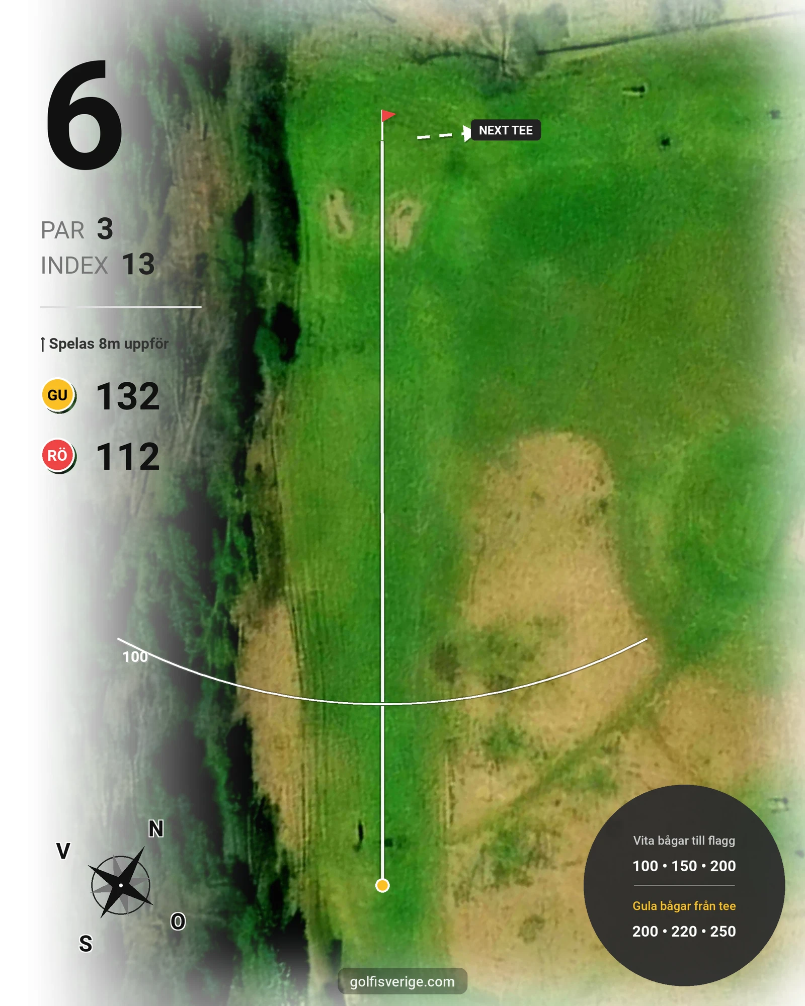 Banguide Edenhofs 9-hålsbana på GolfUppsala - Hål 6 karta