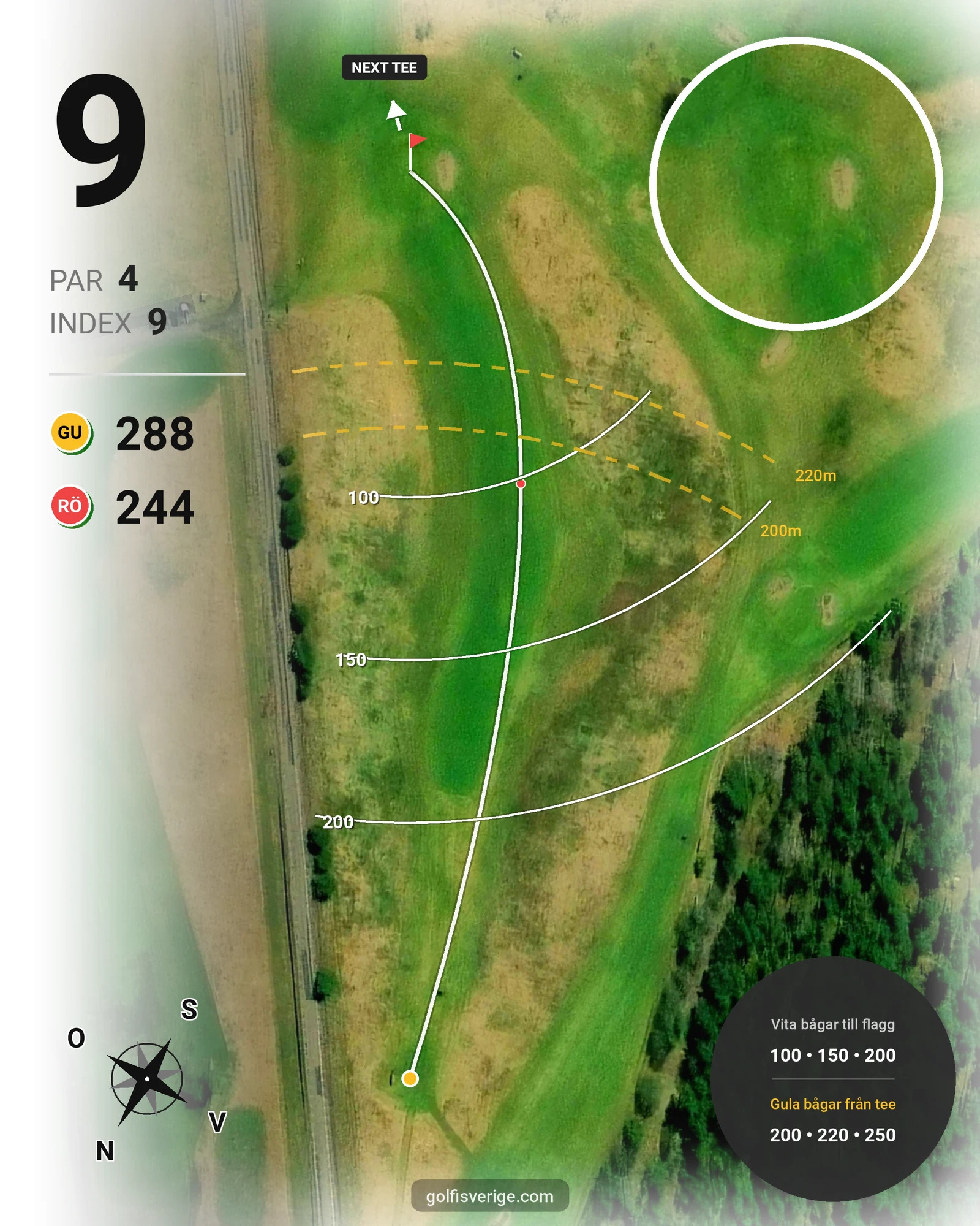 Banguide Edenhofs 9-hålsbana på GolfUppsala - Hål 9 karta