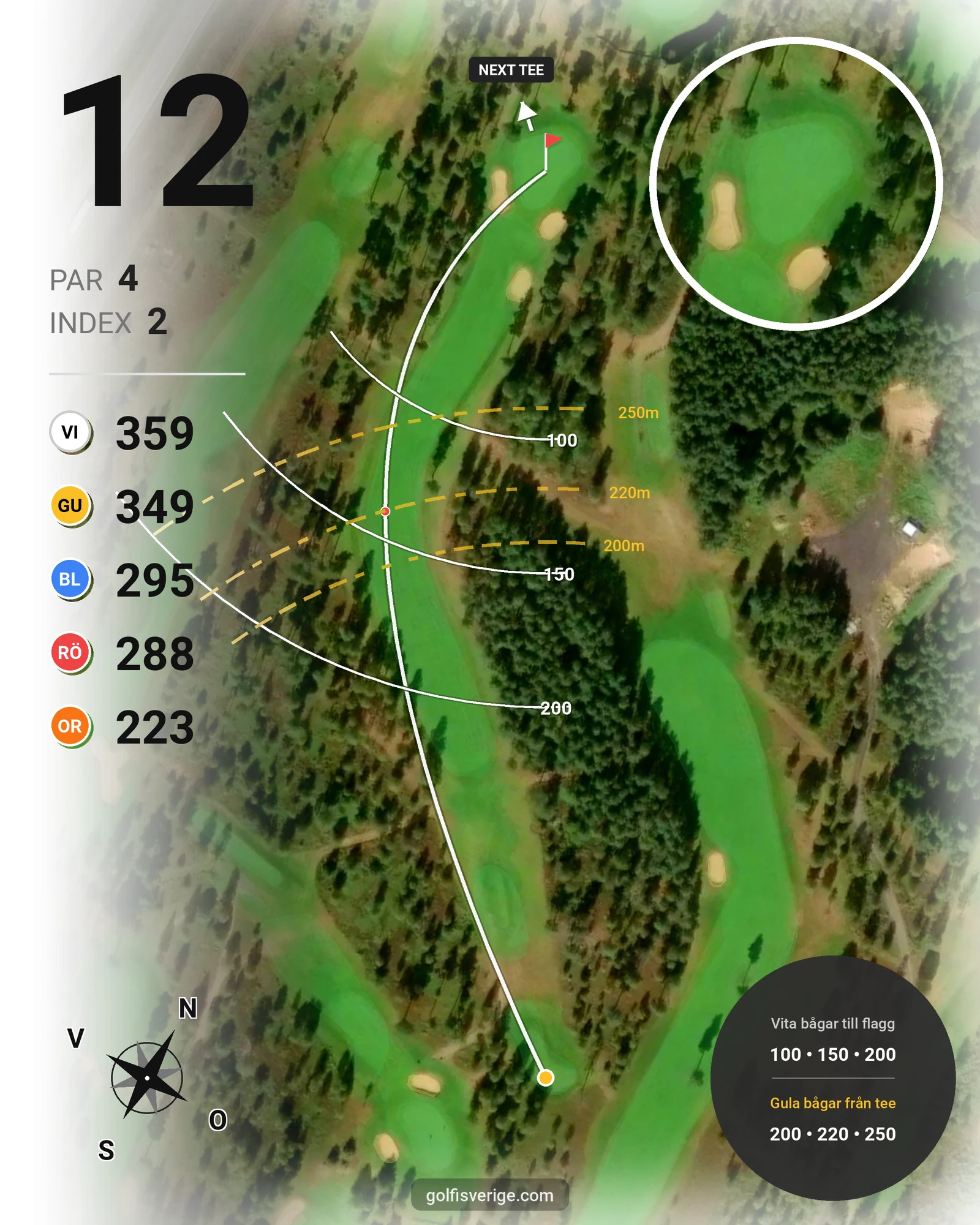Banguide Götaströms GK 18 håls bana hål 12 karta