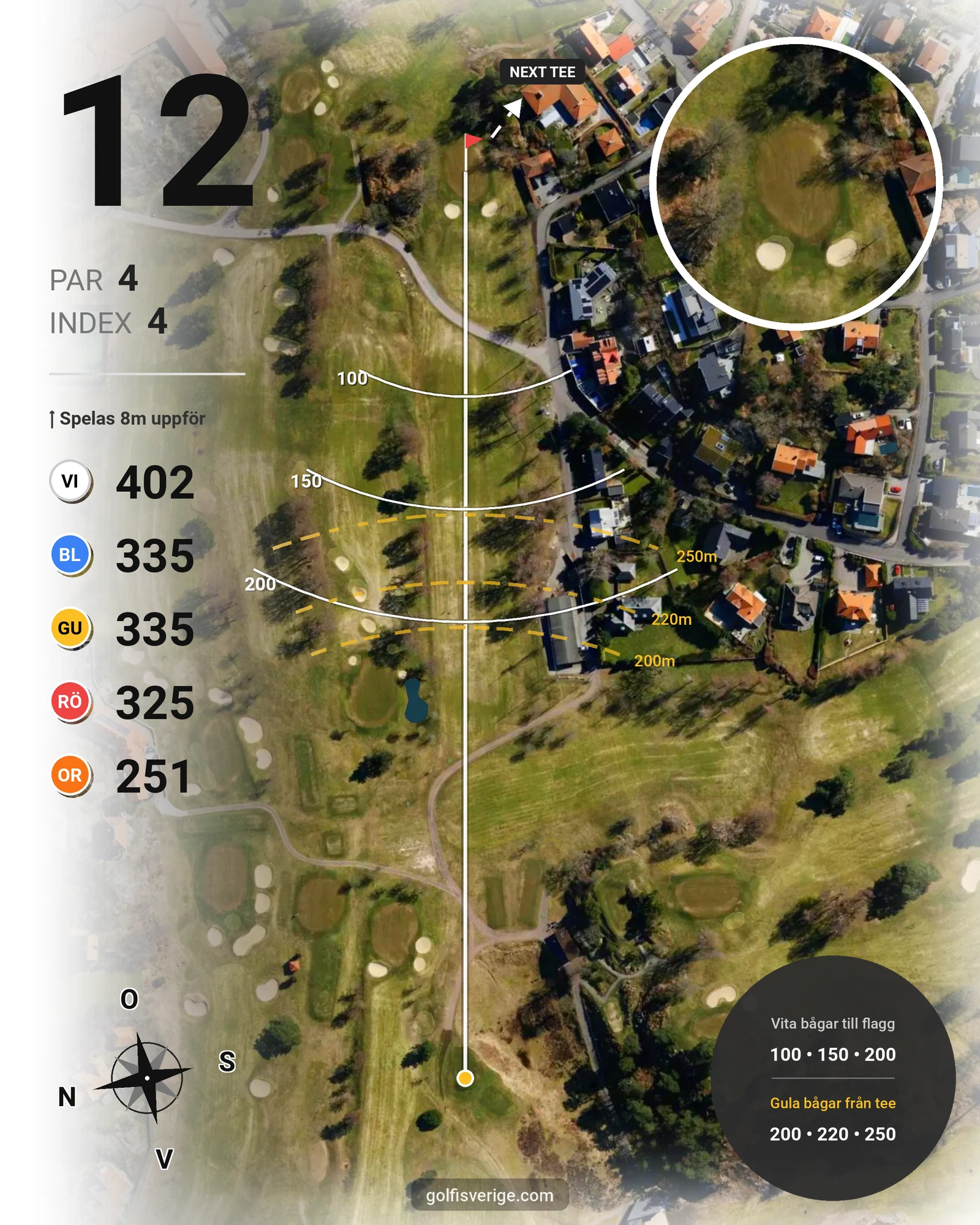 Banguide 18-hålsbanan hål 12 karta