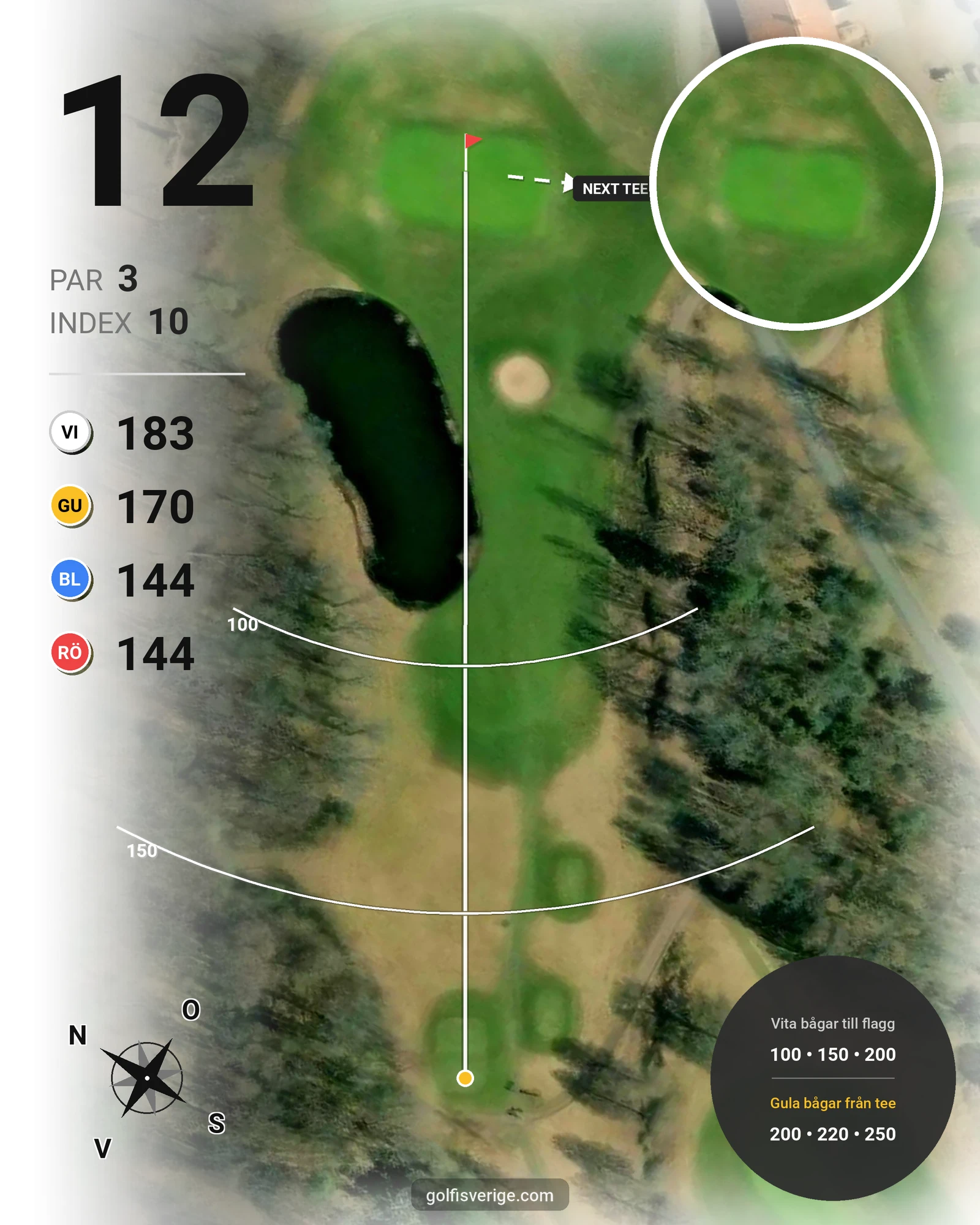 Banguide 18-hålsbanan hål 12 karta