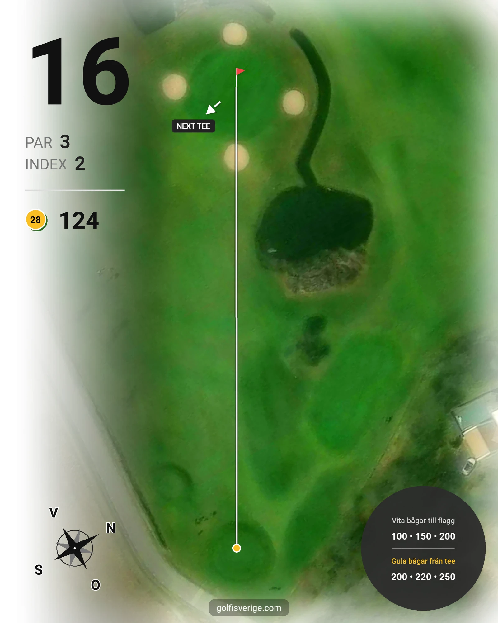 Banguide Gräppås 9-hålsbana på Gräppås Golfklubb - Hål 16 karta