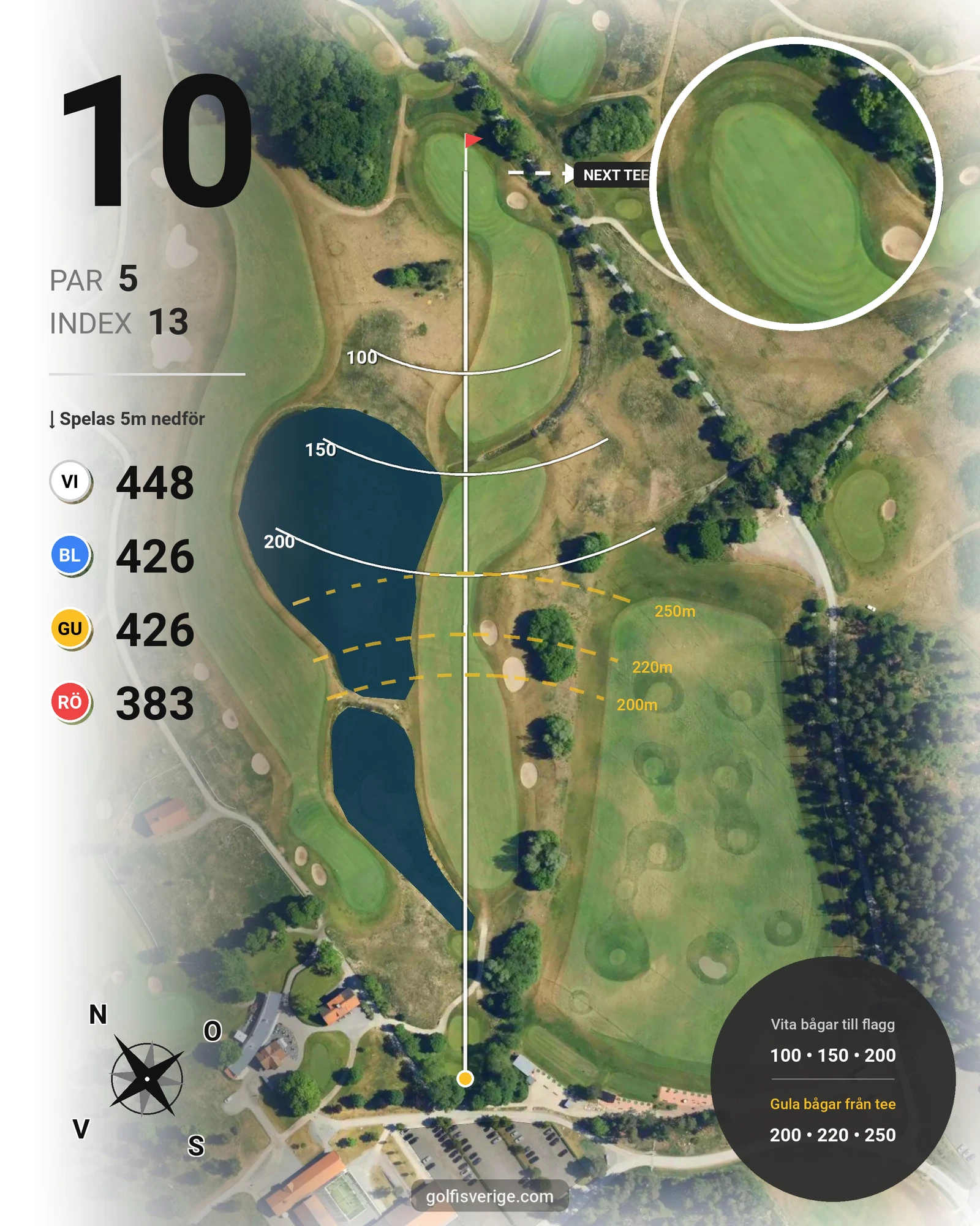Banguide Svartinge Golf på Grindslanten Golfklubb - Hål 10 karta