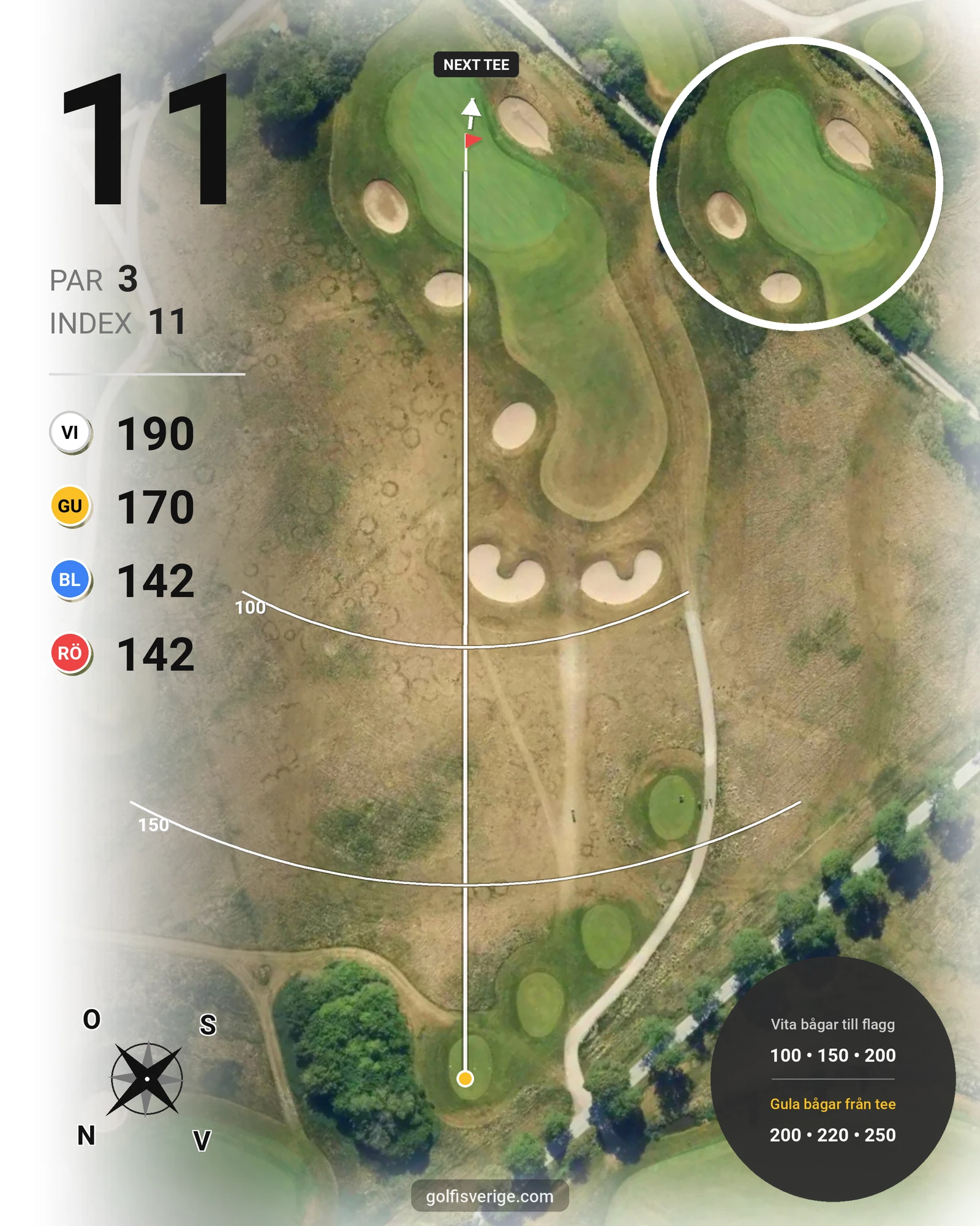 Banguide Svartinge Golf på Grindslanten Golfklubb - Hål 11 karta