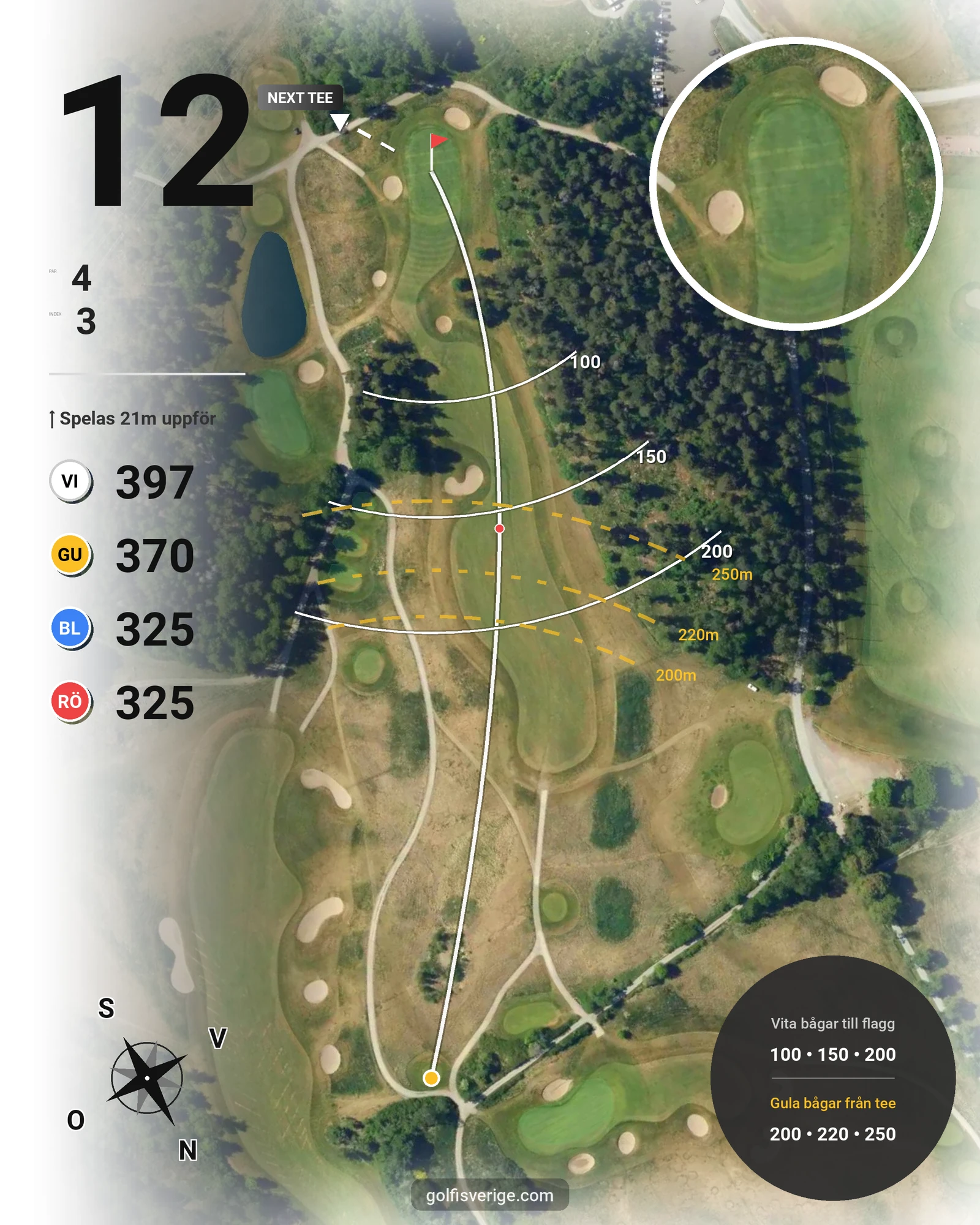 Banguide Svartinge Golf på Grindslanten Golfklubb - Hål 12 karta