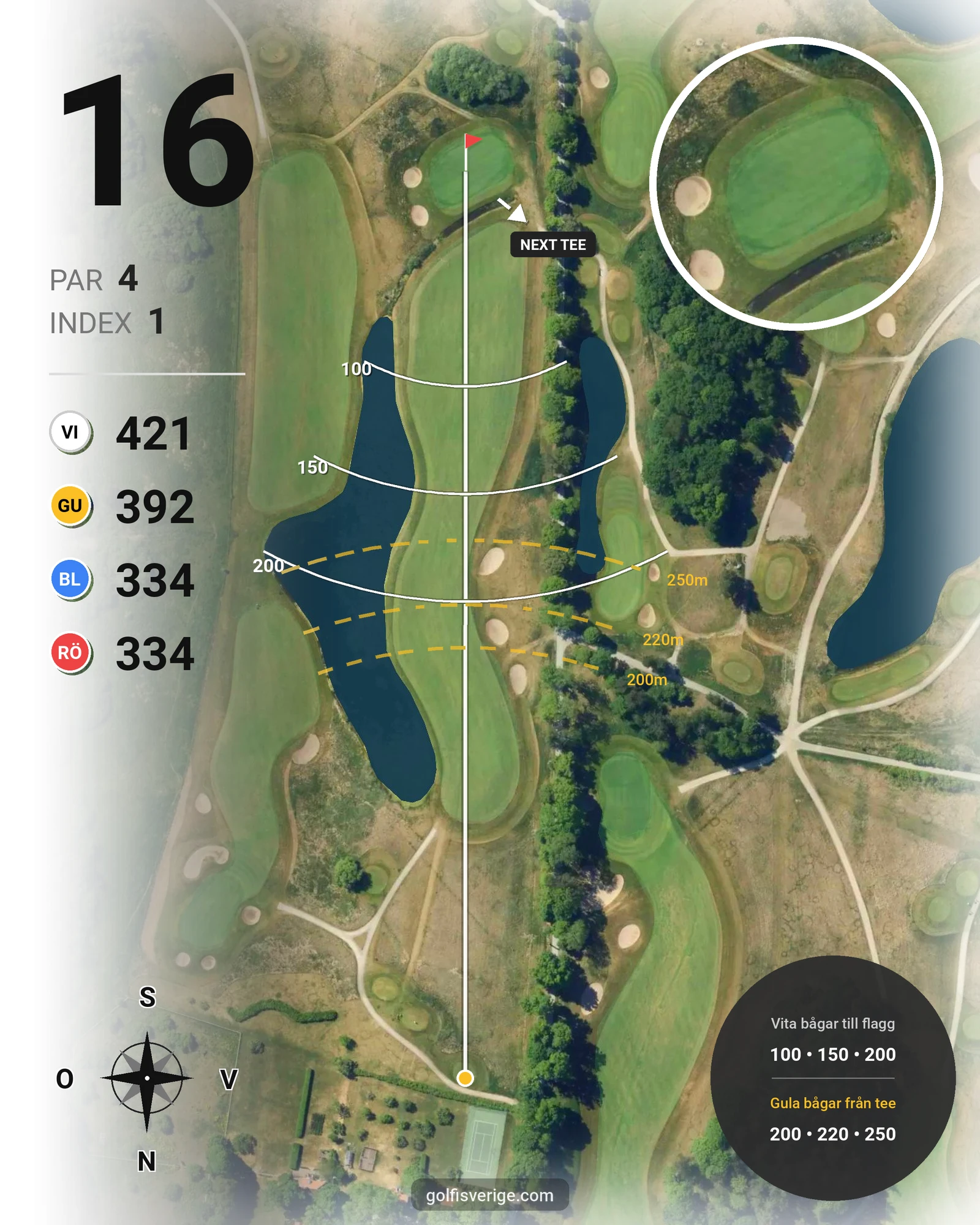 Banguide Svartinge Golf på Grindslanten Golfklubb - Hål 16 karta