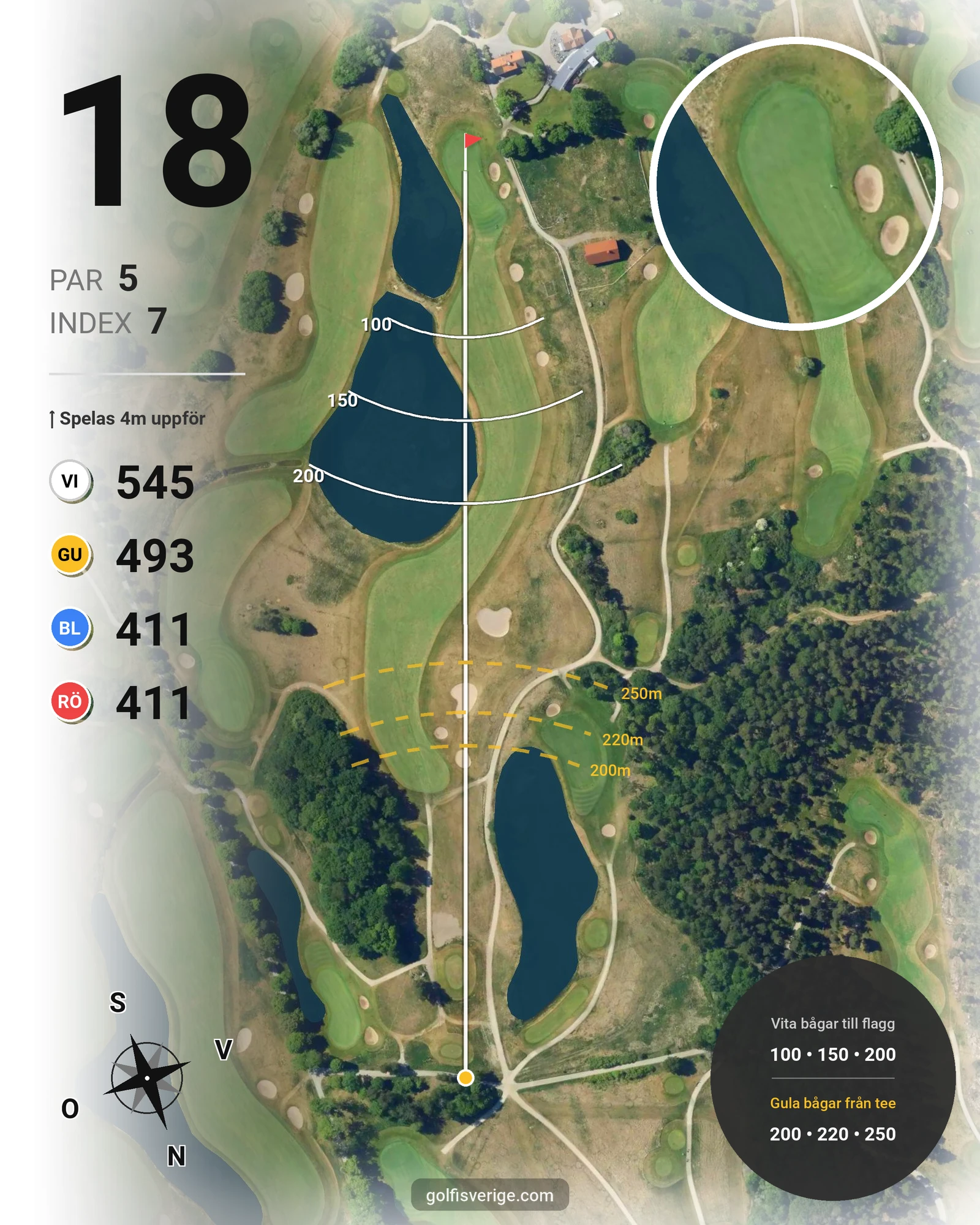 Banguide Svartinge Golf på Grindslanten Golfklubb - Hål 18 karta