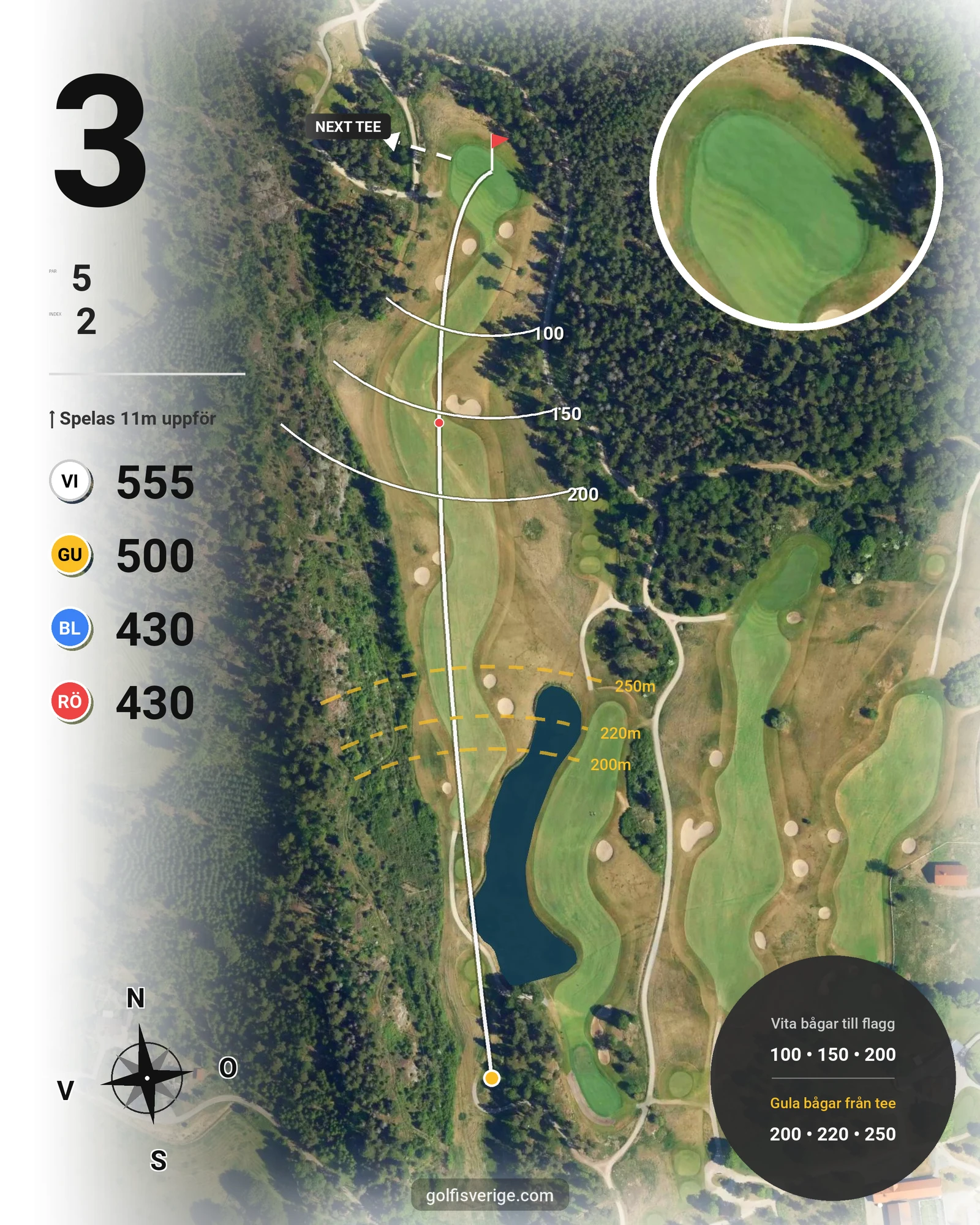 Banguide Svartinge Golf på Grindslanten Golfklubb - Hål 3 karta