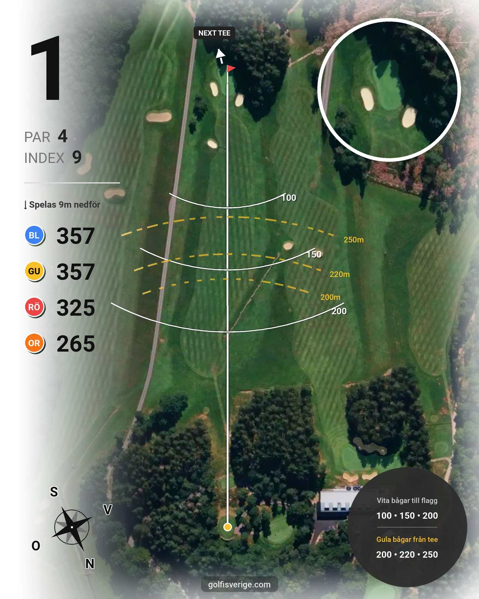Banguide 18-hålsbanan på Gullbringa Golf & Country Club - Hål 1 karta