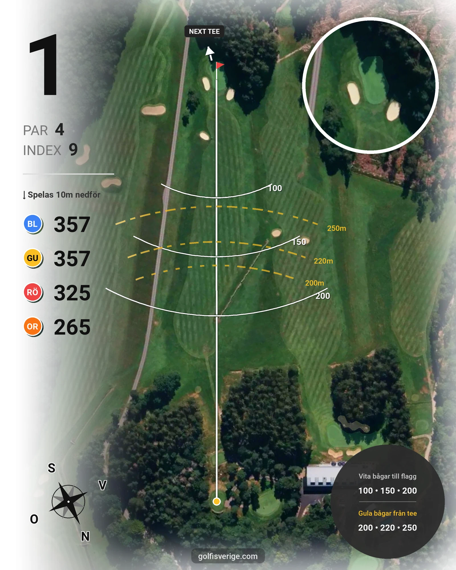 Banguide 9-hålsbanan på Gullbringa Golf & Country Club - Hål 1 karta