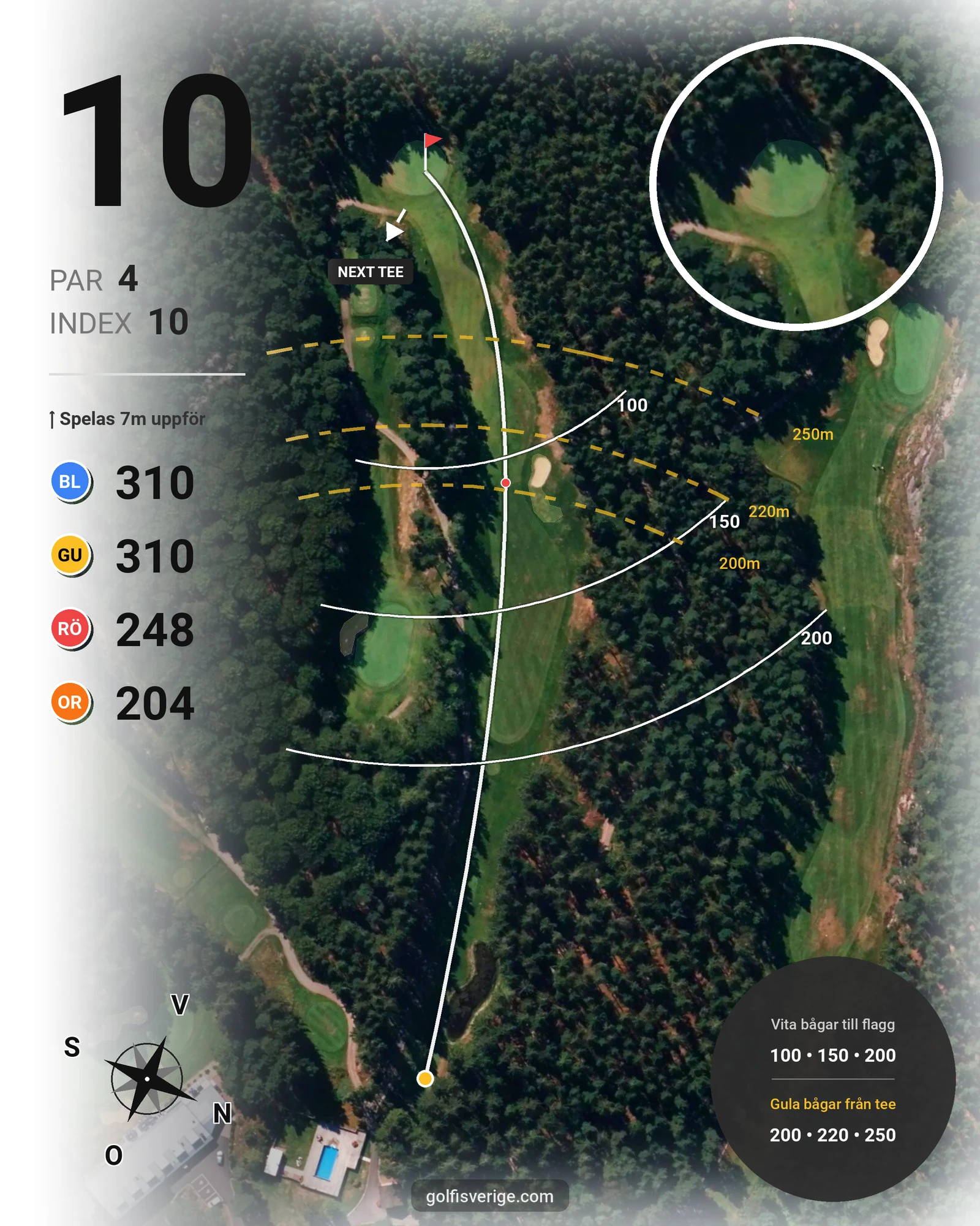 Banguide 18-hålsbanan på Gullbringa Golf & Country Club - Hål 10 karta