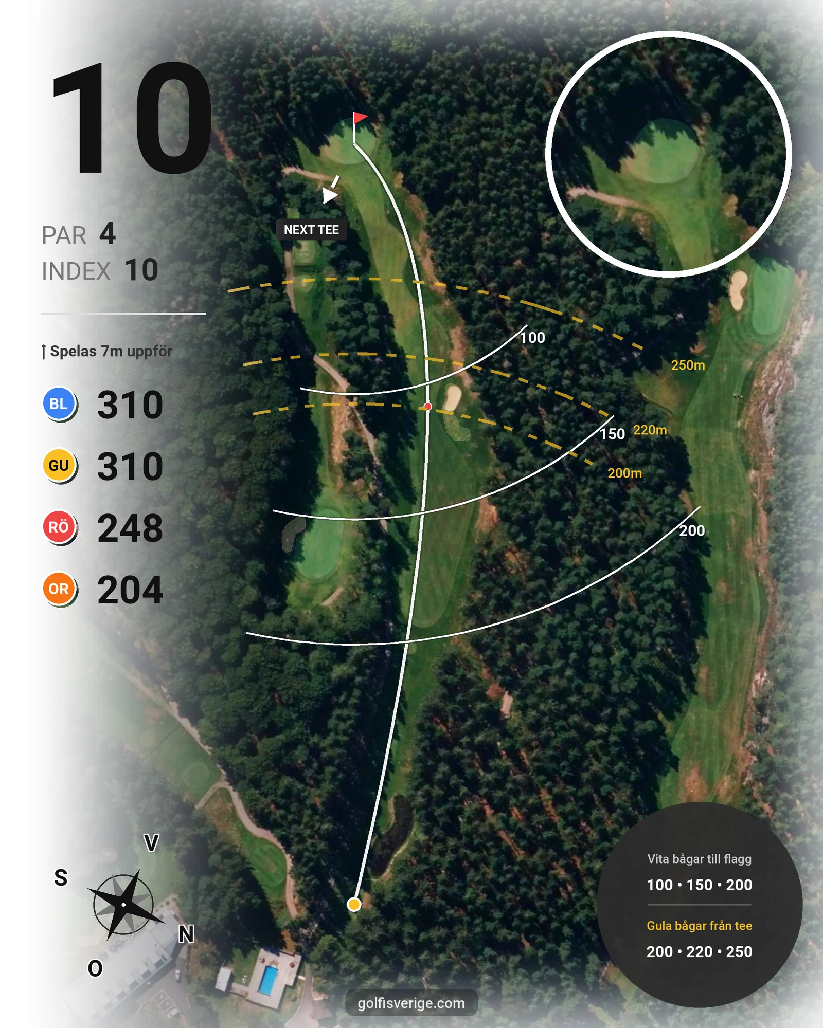 Banguide 18-hålsbanan på Gullbringa Golf & Country Club - Hål 10 karta