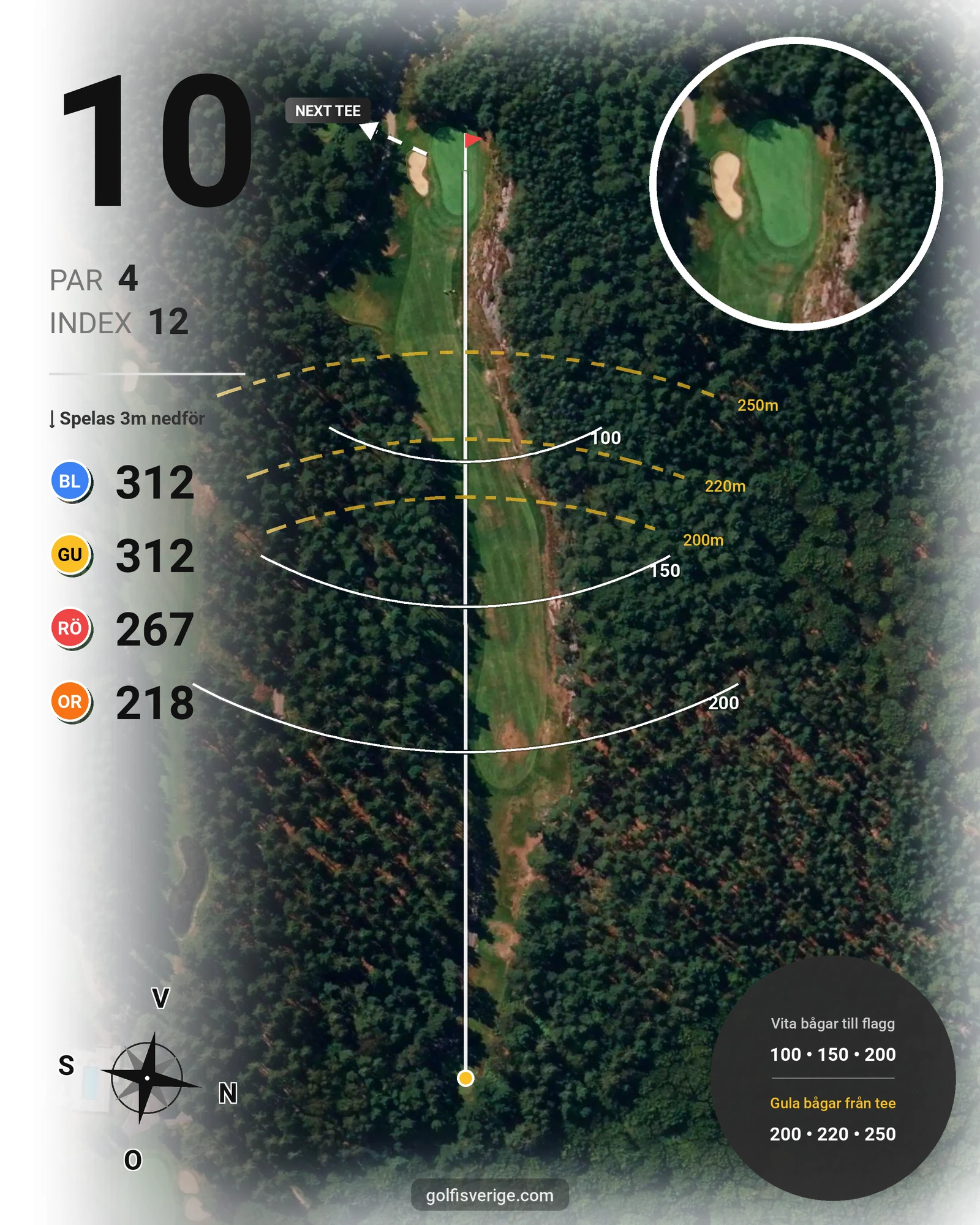 Banguide 9-hålsbanan på Gullbringa Golf & Country Club - Hål 10 karta