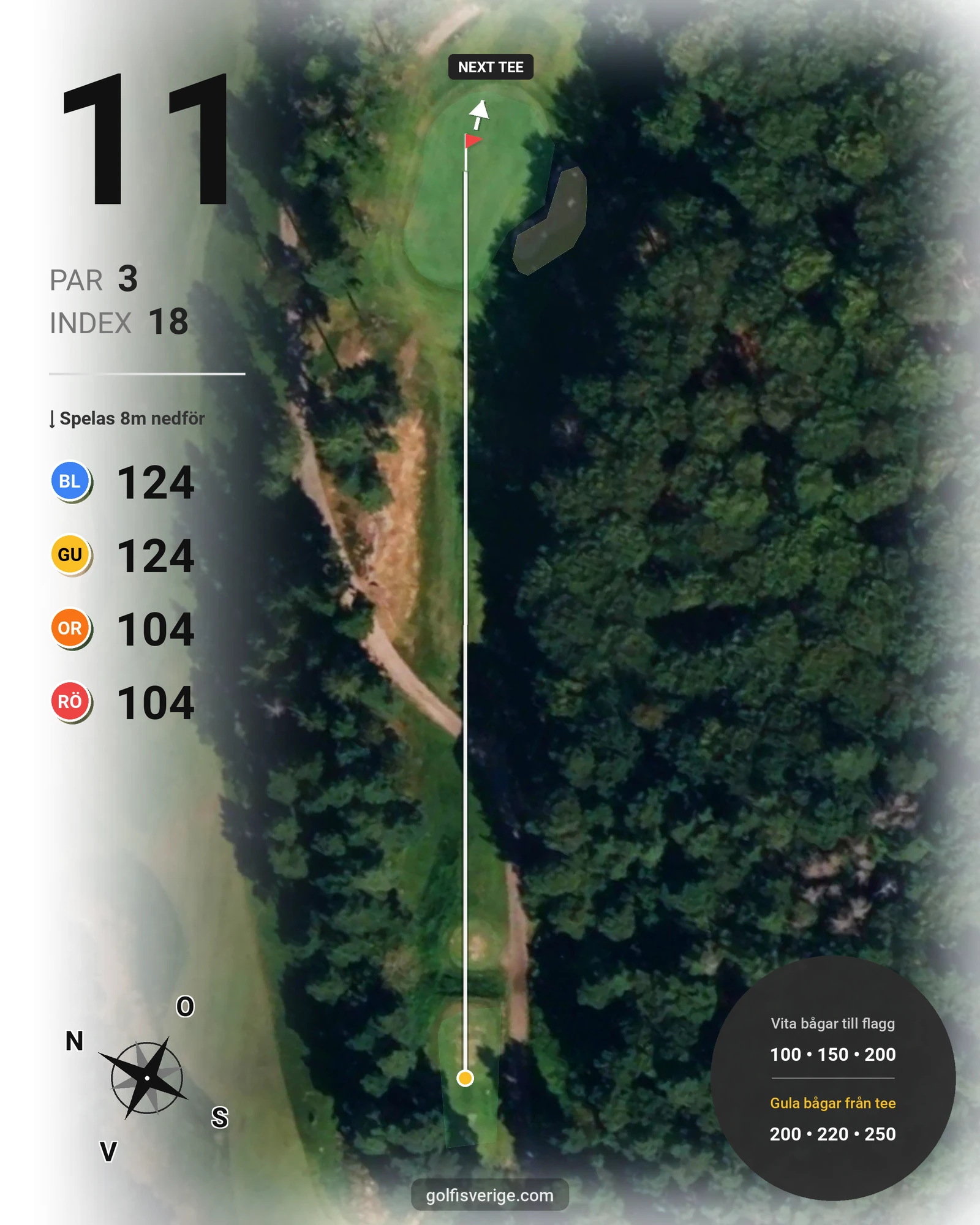 Banguide 18-hålsbanan på Gullbringa Golf & Country Club - Hål 11 karta
