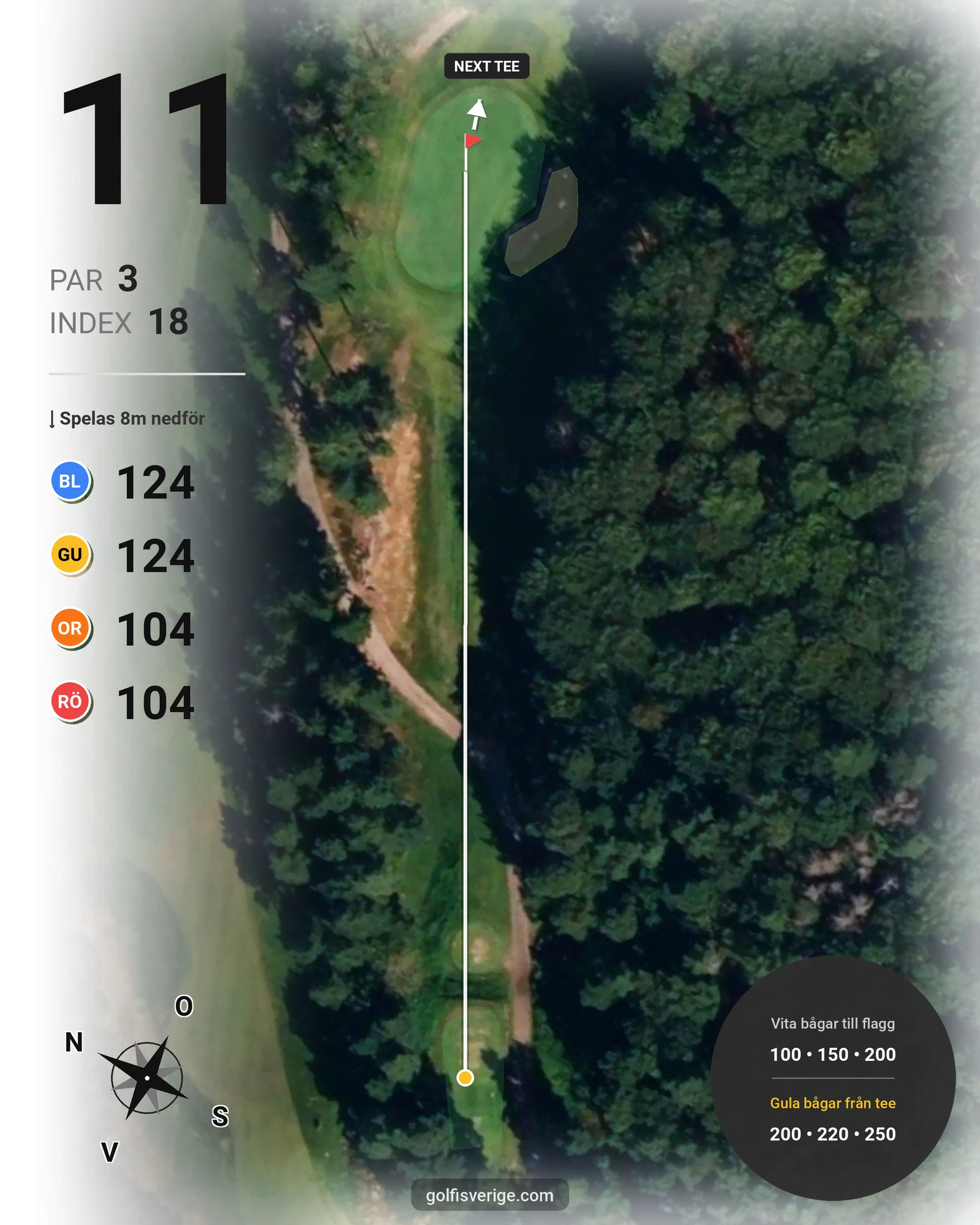 Banguide 18-hålsbanan på Gullbringa Golf & Country Club - Hål 11 karta