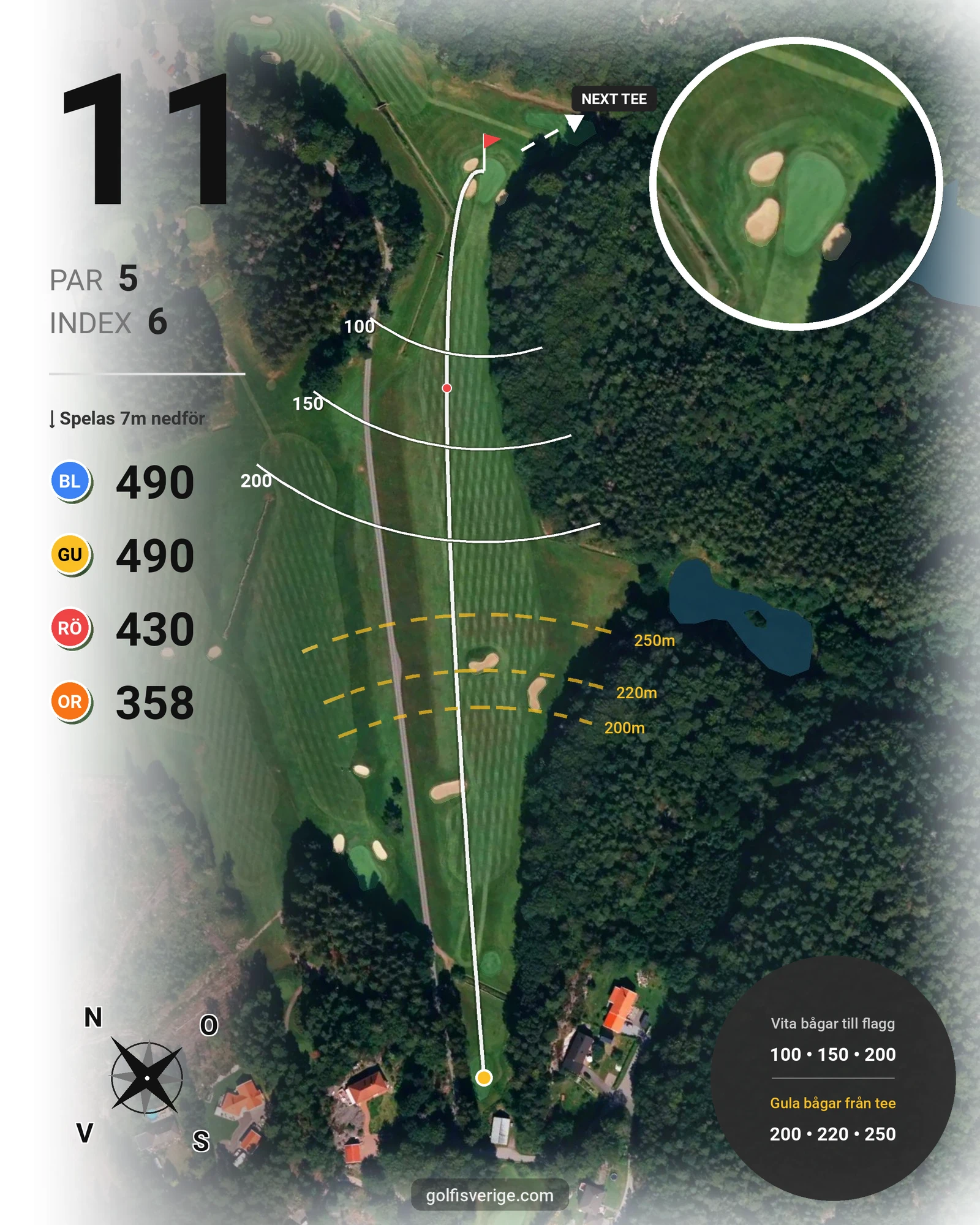 Banguide 9-hålsbanan på Gullbringa Golf & Country Club - Hål 11 karta