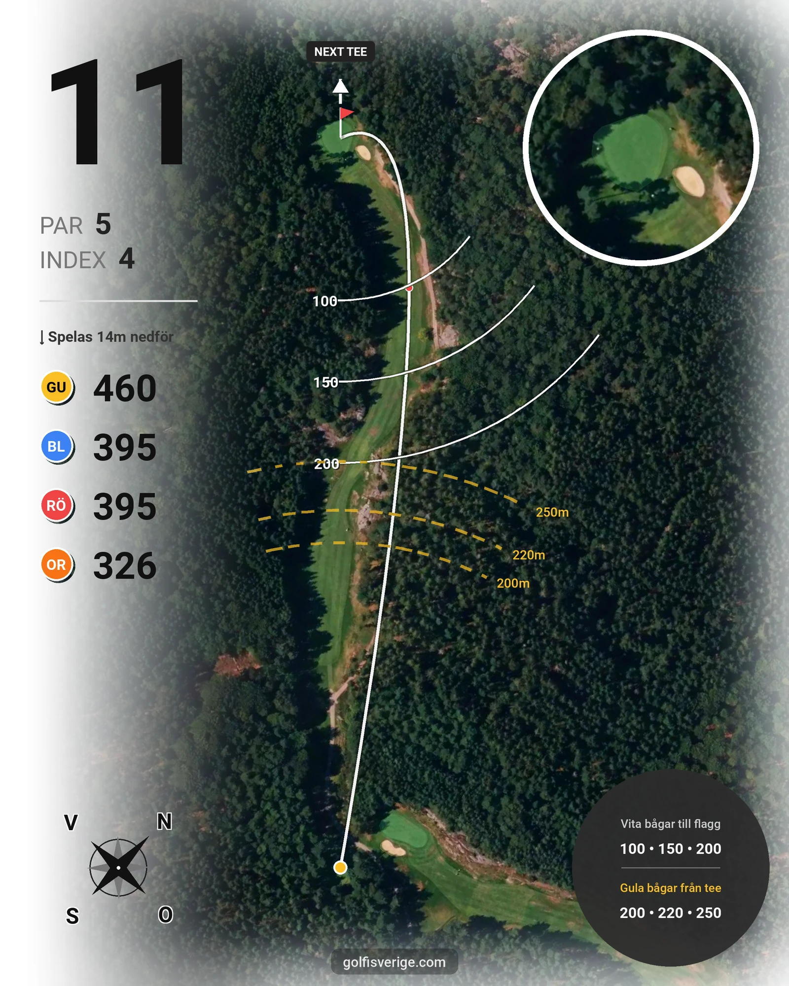 Banguide 9-hålsbanan på Gullbringa Golf & Country Club - Hål 11 karta
