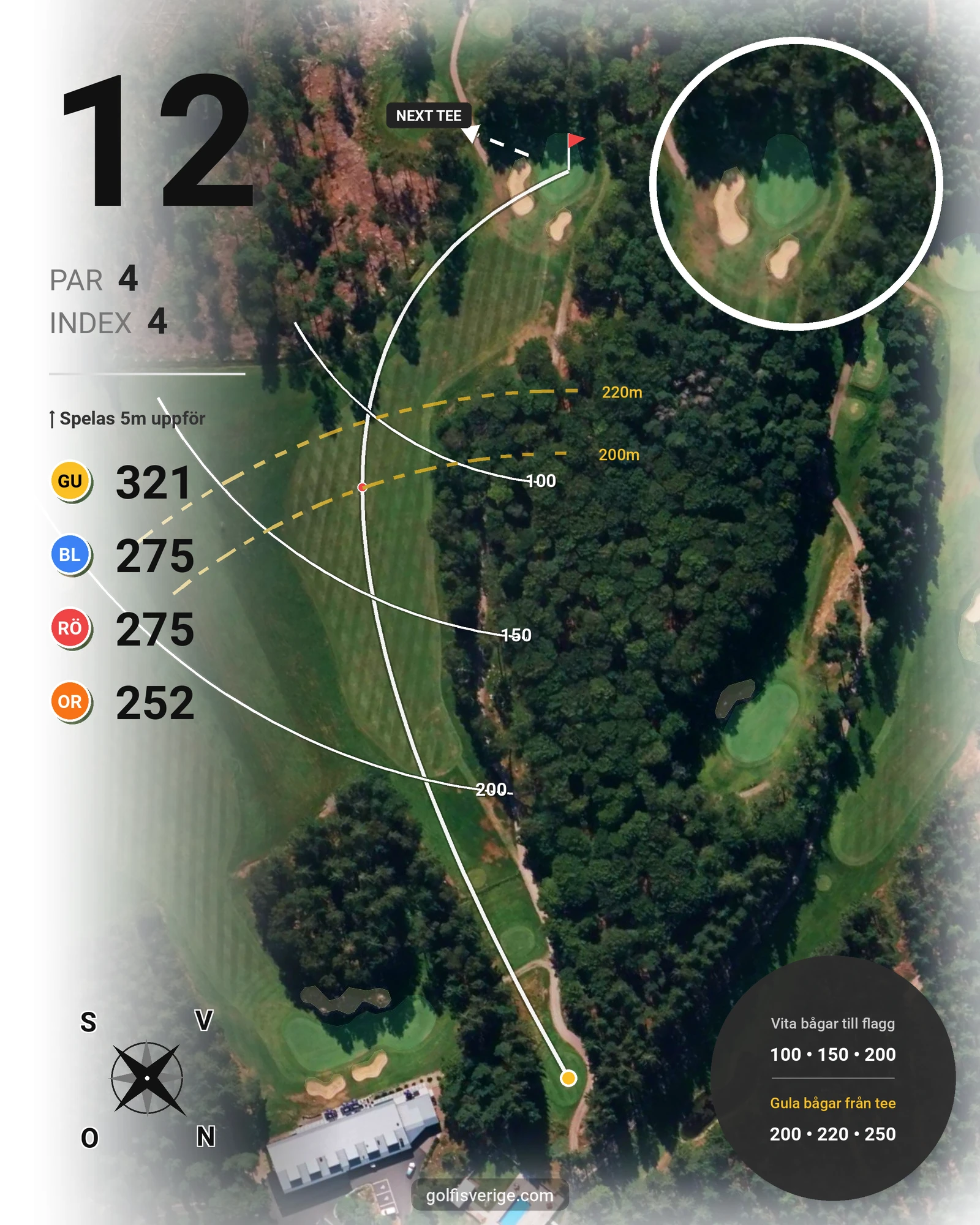 Banguide 18-hålsbanan på Gullbringa Golf & Country Club - Hål 12 karta