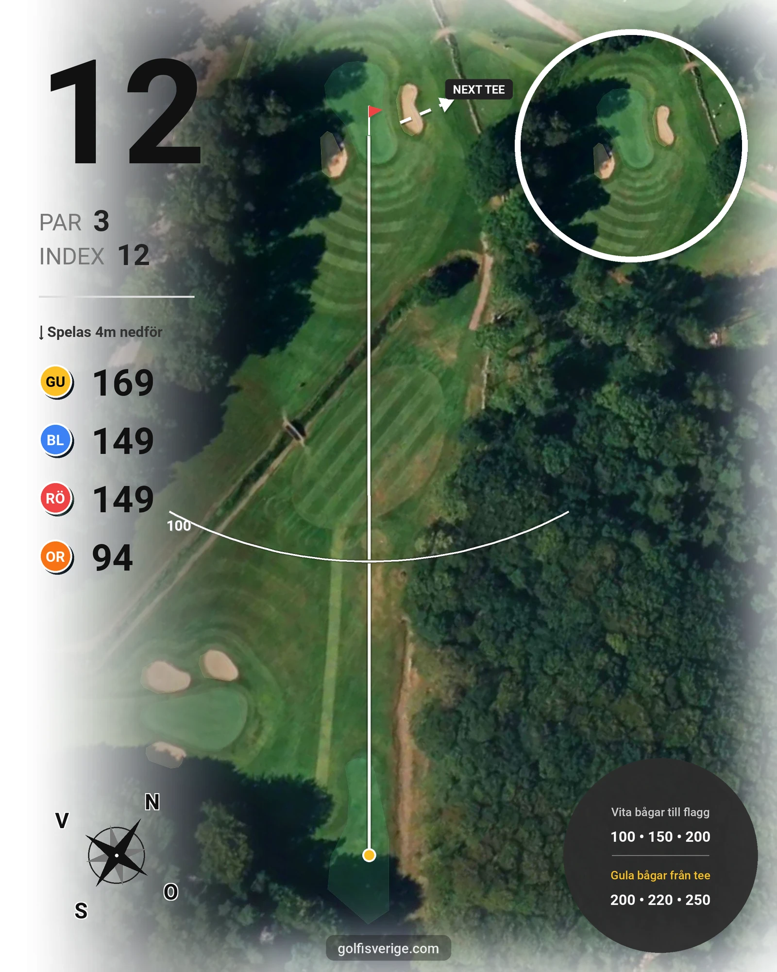 Banguide 9-hålsbanan på Gullbringa Golf & Country Club - Hål 12 karta