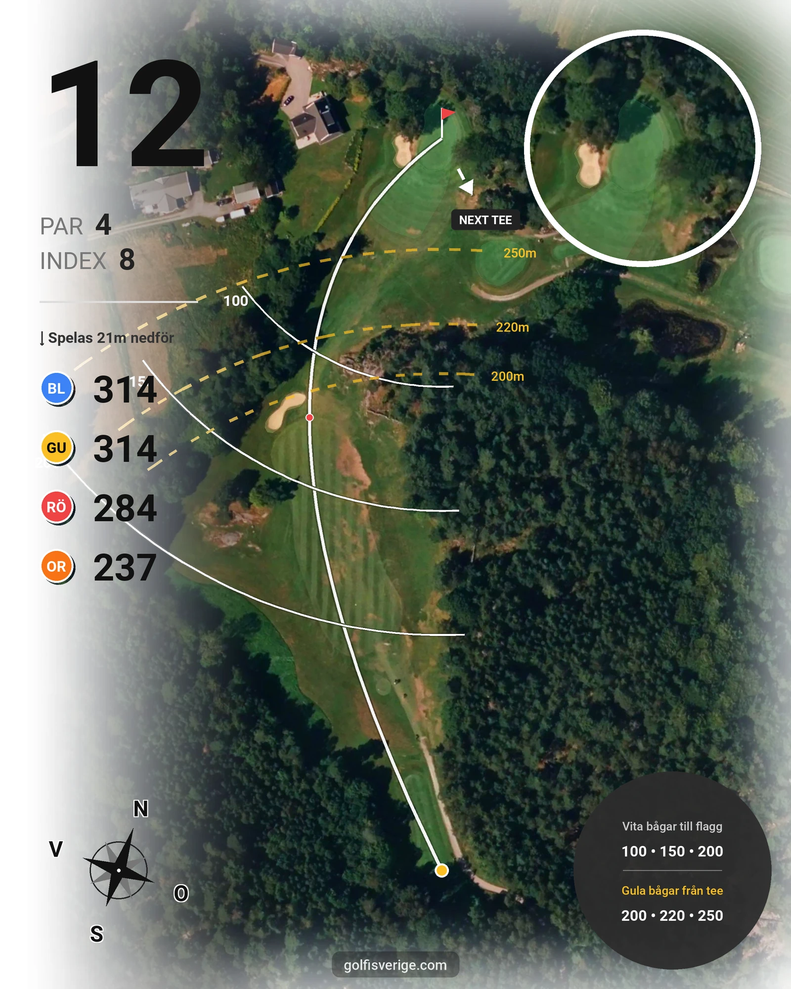 Banguide 9-hålsbanan på Gullbringa Golf & Country Club - Hål 12 karta