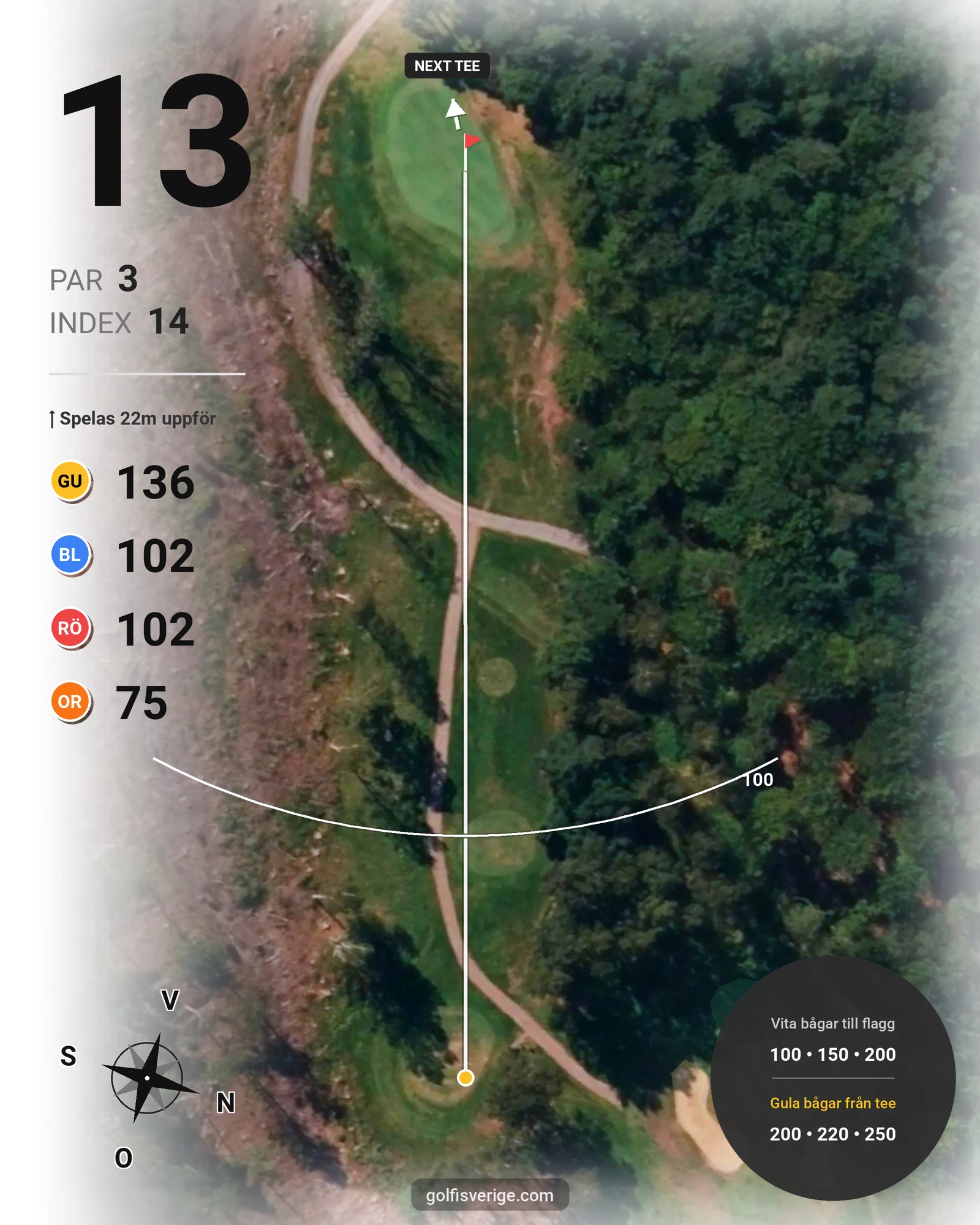 Banguide 18-hålsbanan på Gullbringa Golf & Country Club - Hål 13 karta