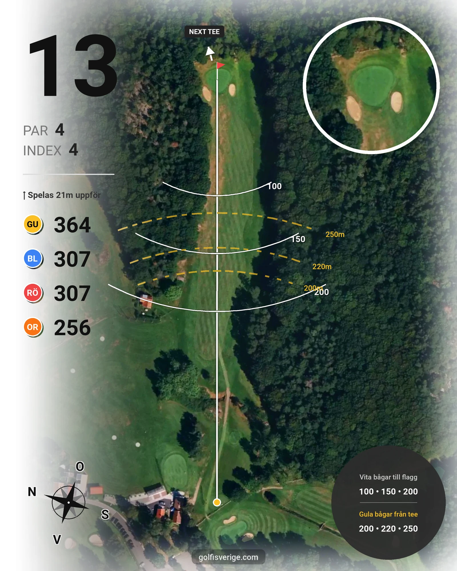 Banguide 9-hålsbanan på Gullbringa Golf & Country Club - Hål 13 karta