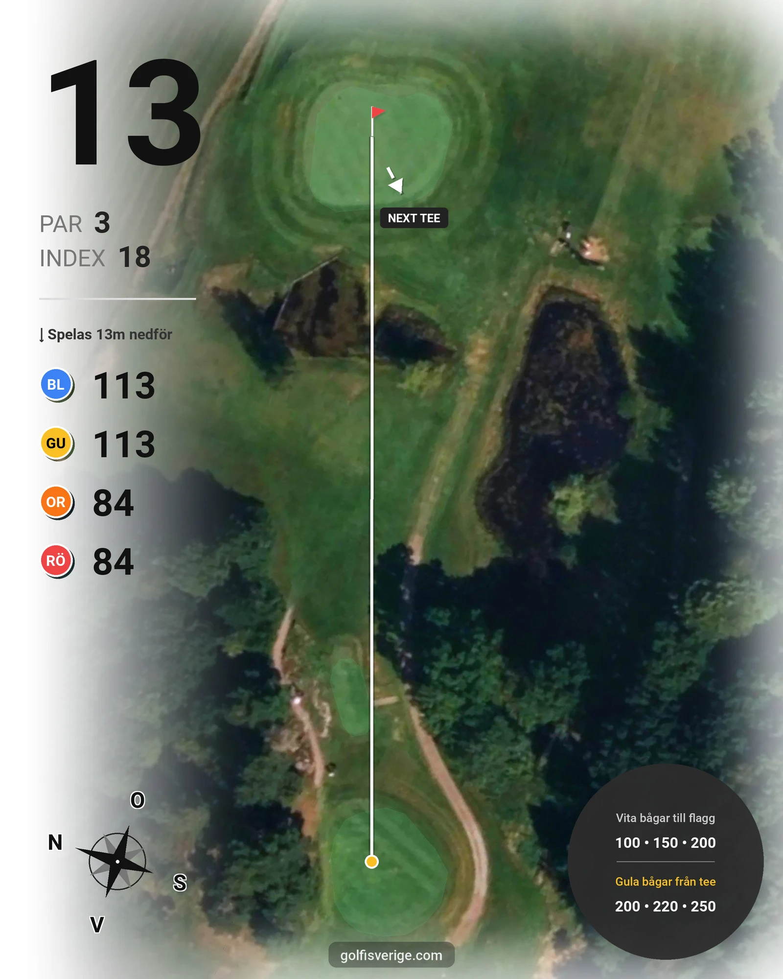 Banguide 9-hålsbanan på Gullbringa Golf & Country Club - Hål 13 karta