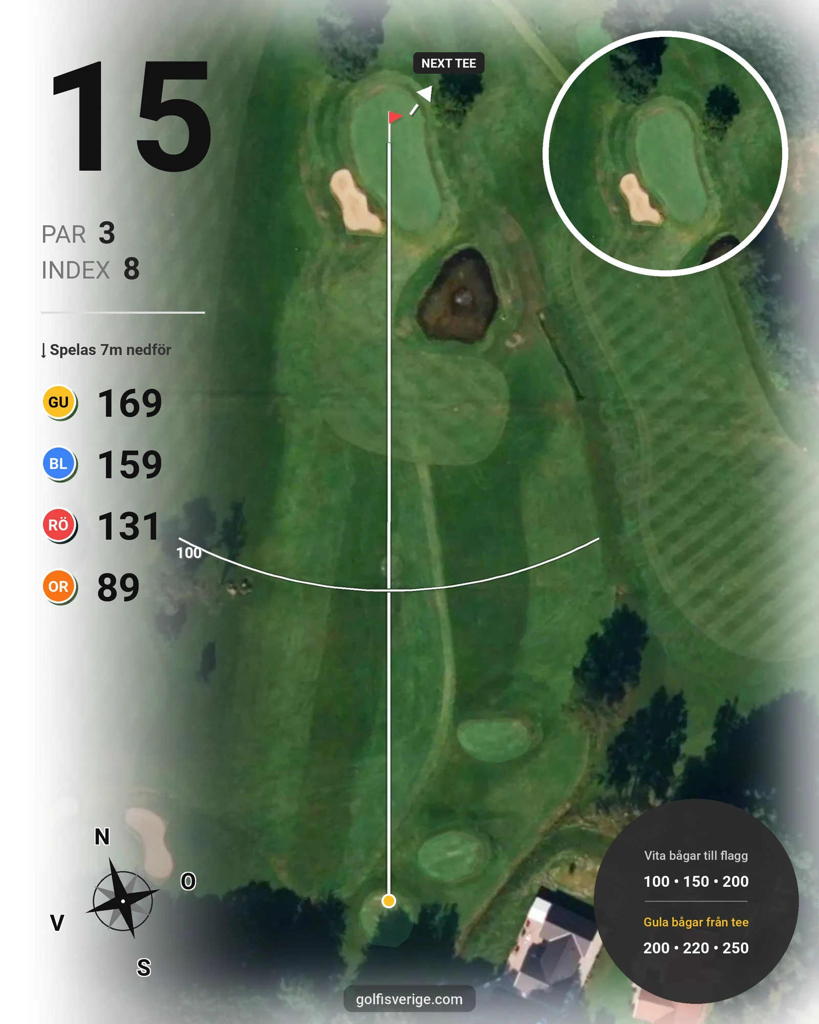 Banguide 18-hålsbanan på Gullbringa Golf & Country Club - Hål 15 karta