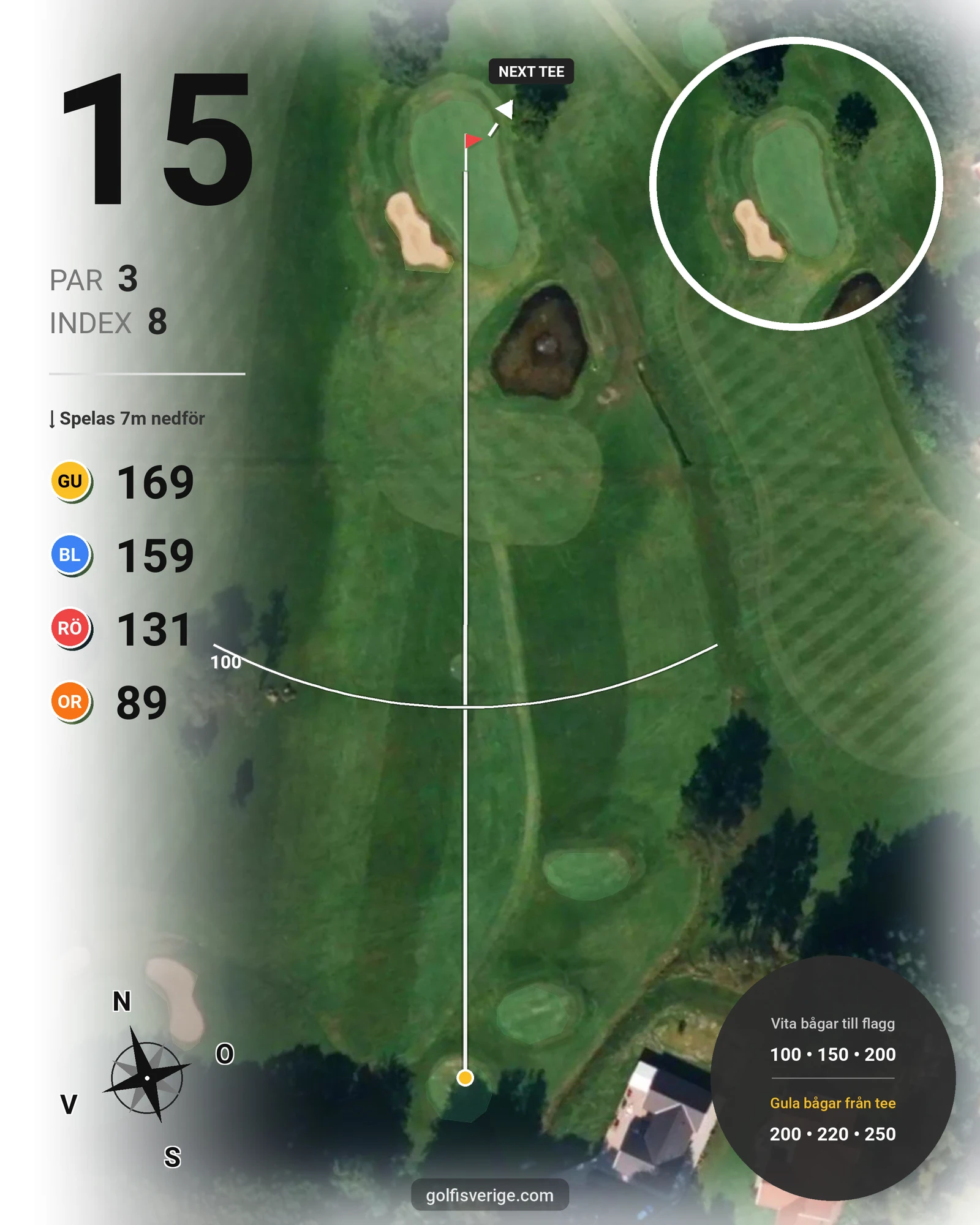Banguide 18-hålsbanan på Gullbringa Golf & Country Club - Hål 15 karta