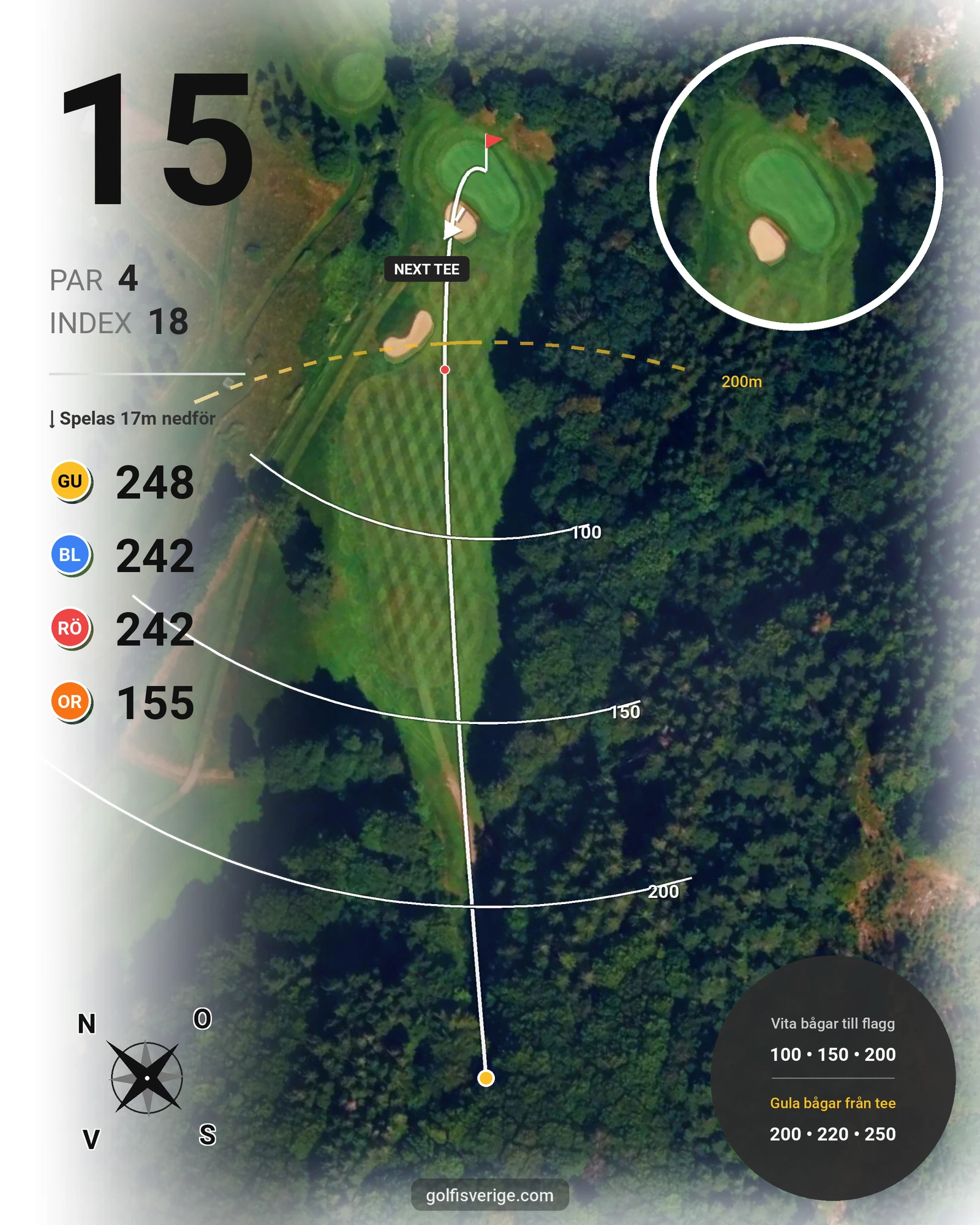 Banguide 9-hålsbanan på Gullbringa Golf & Country Club - Hål 15 karta