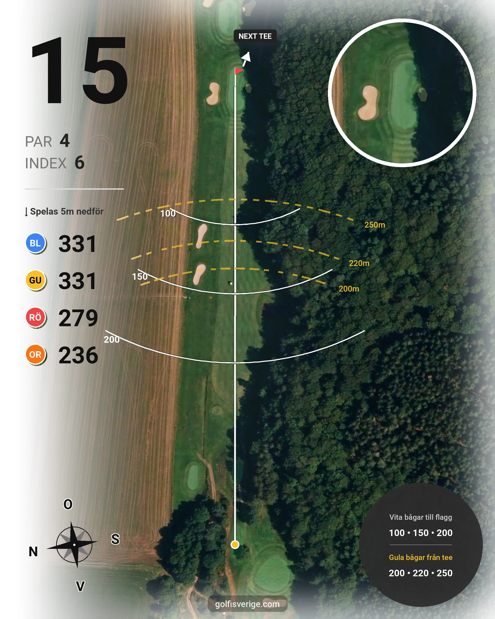 Banguide 9-hålsbanan på Gullbringa Golf & Country Club - Hål 15 karta