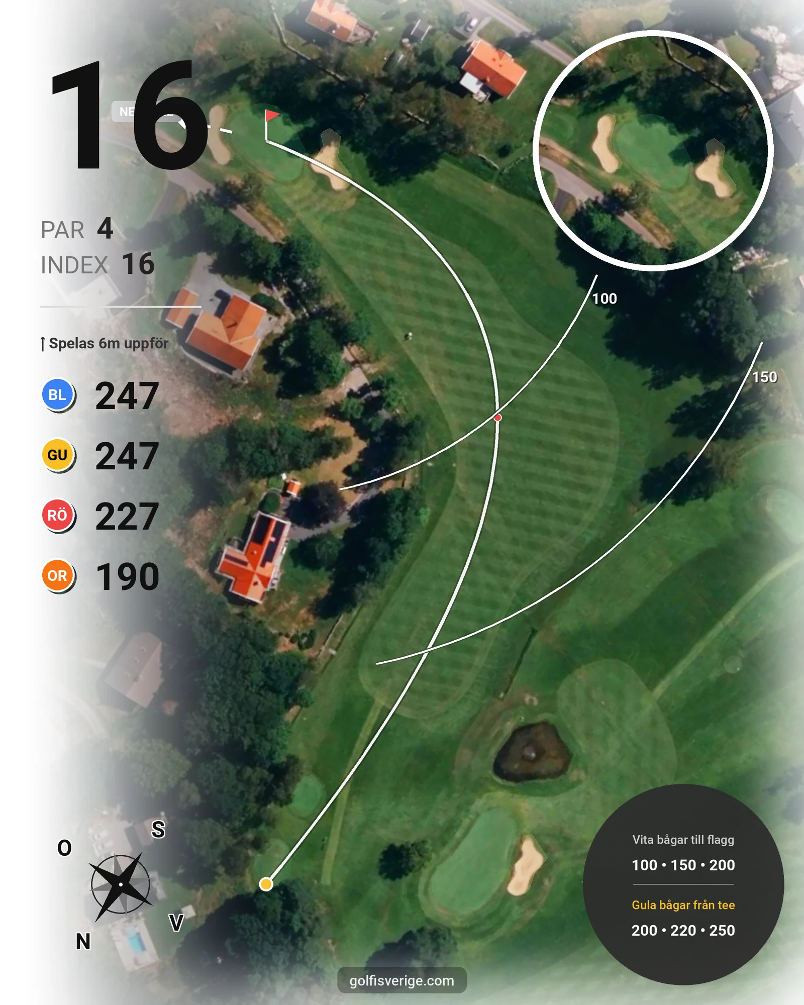 Banguide 18-hålsbanan på Gullbringa Golf & Country Club - Hål 16 karta