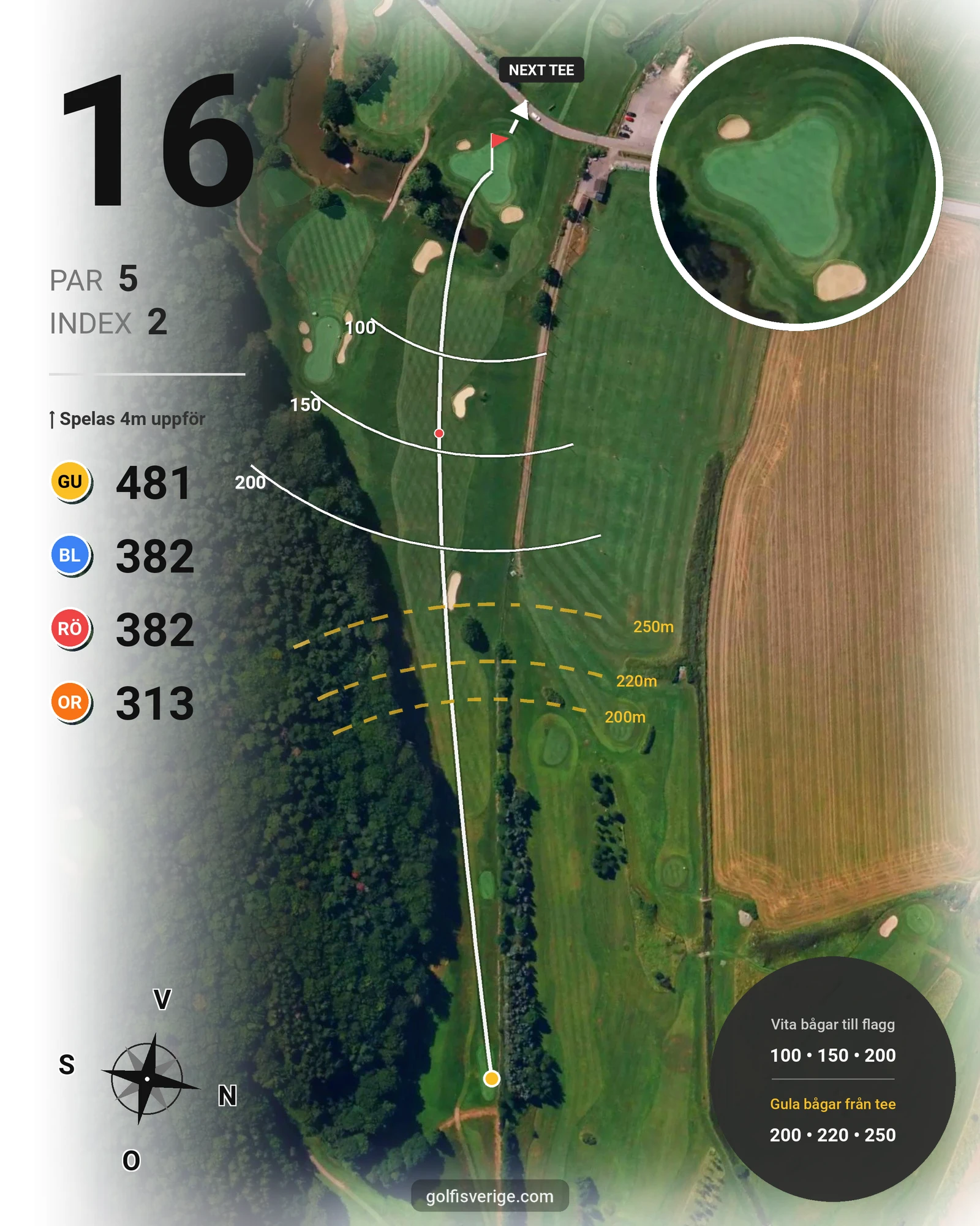 Banguide 9-hålsbanan på Gullbringa Golf & Country Club - Hål 16 karta