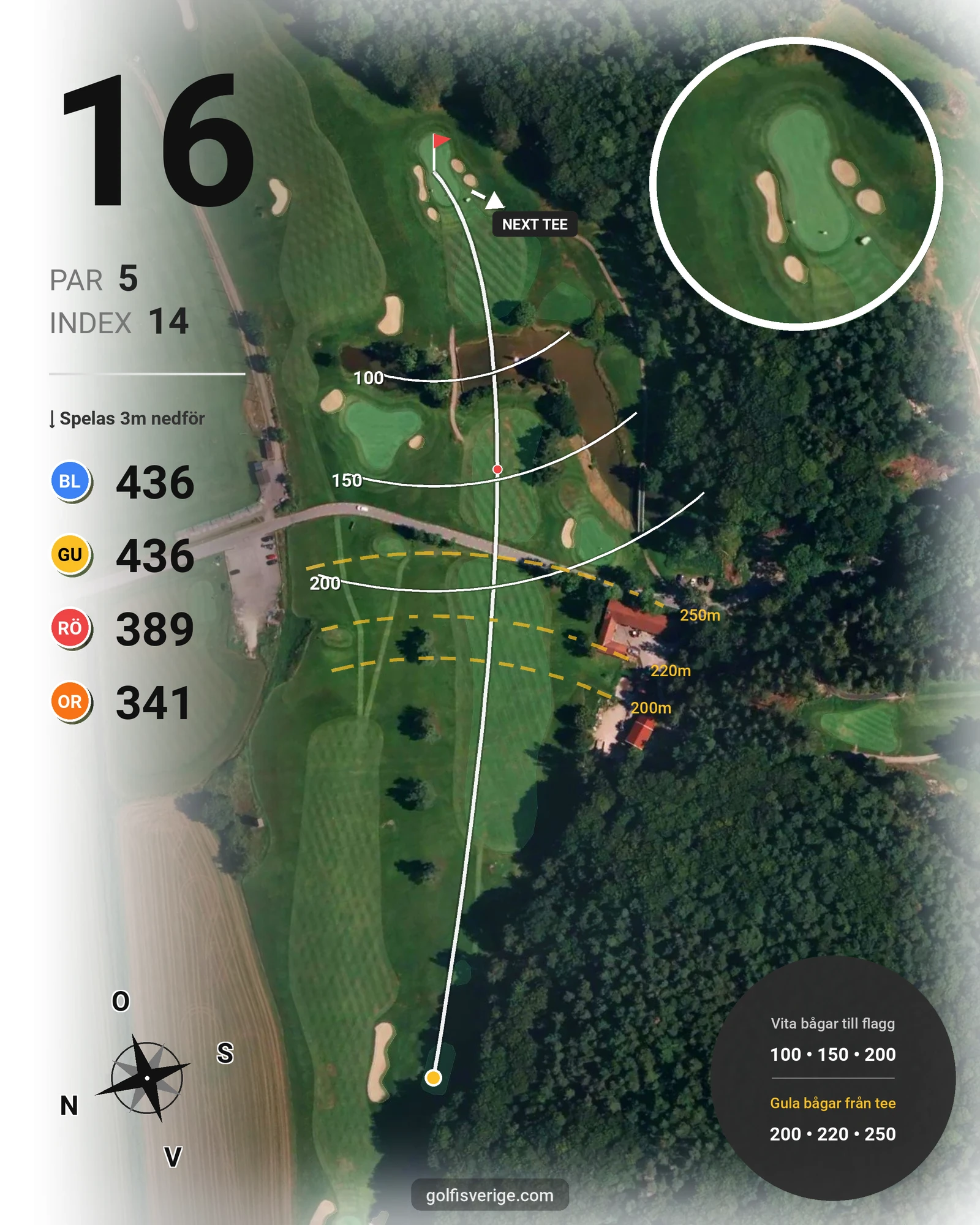 Banguide 9-hålsbanan på Gullbringa Golf & Country Club - Hål 16 karta