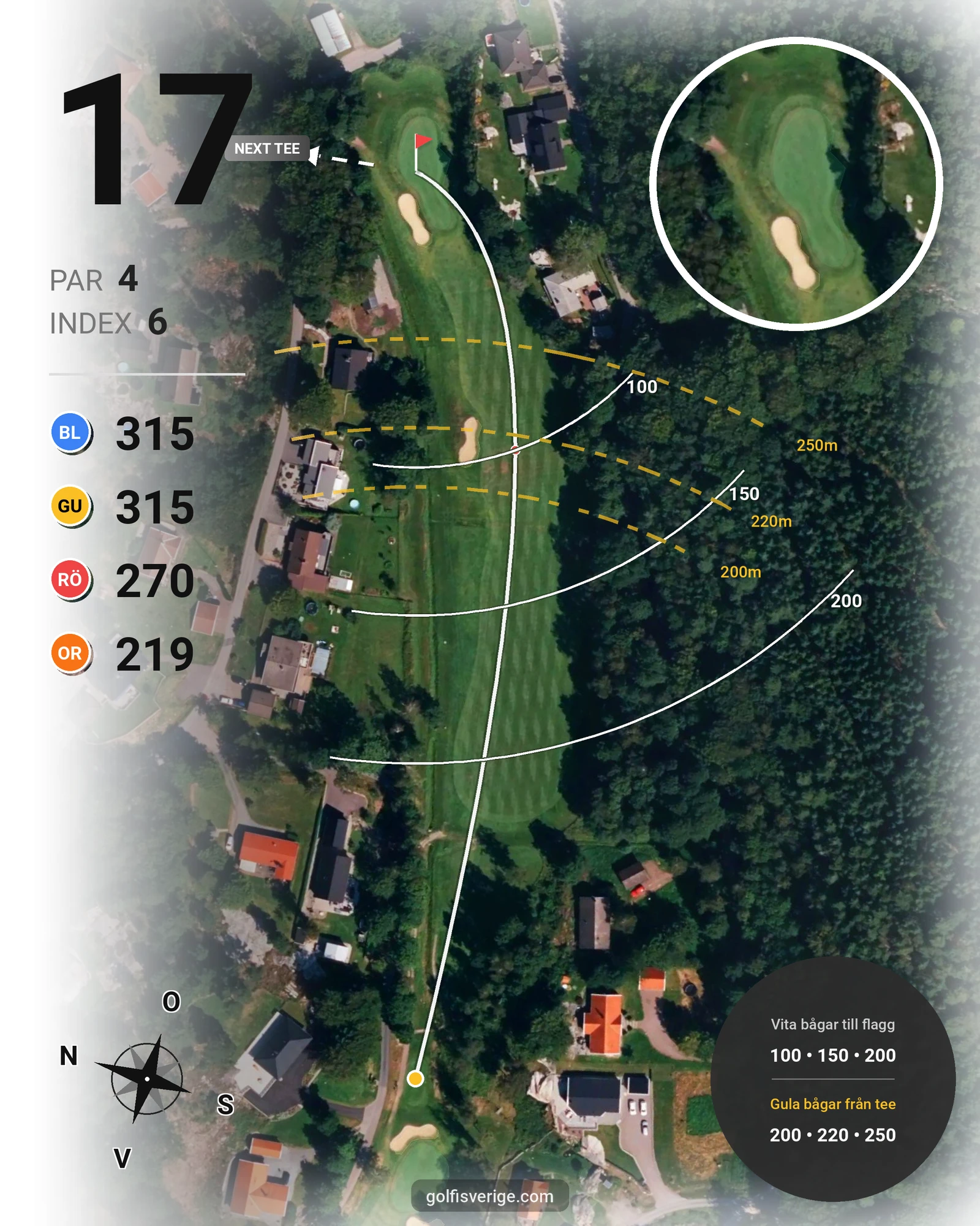 Banguide 18-hålsbanan på Gullbringa Golf & Country Club - Hål 17 karta