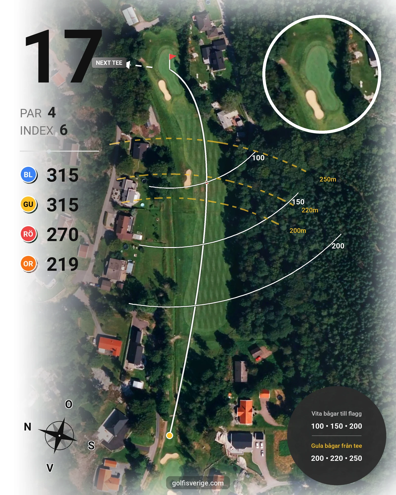 Banguide 18-hålsbanan på Gullbringa Golf & Country Club - Hål 17 karta